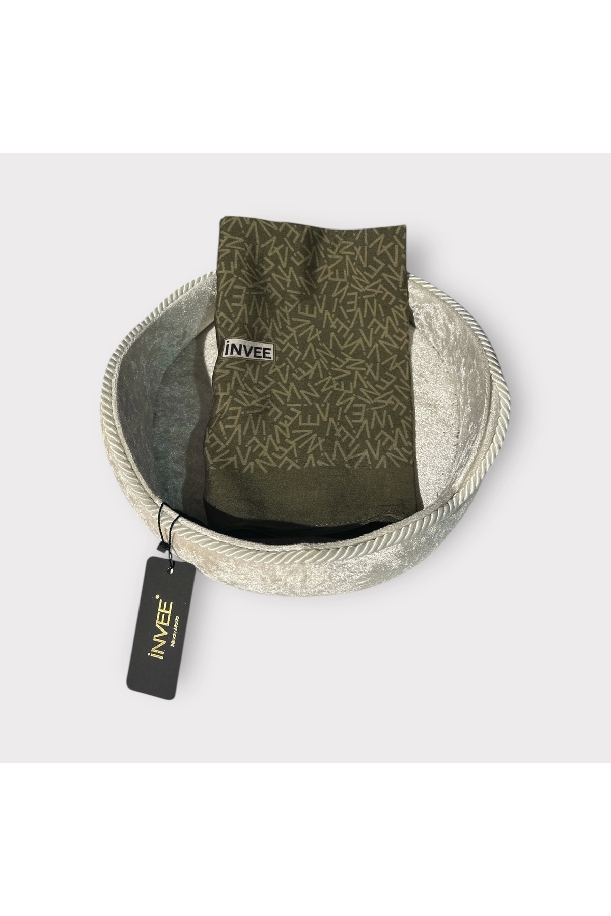 Invee-Invee 1554 Aura Shawl - Khaki Beige Colorblock 3
