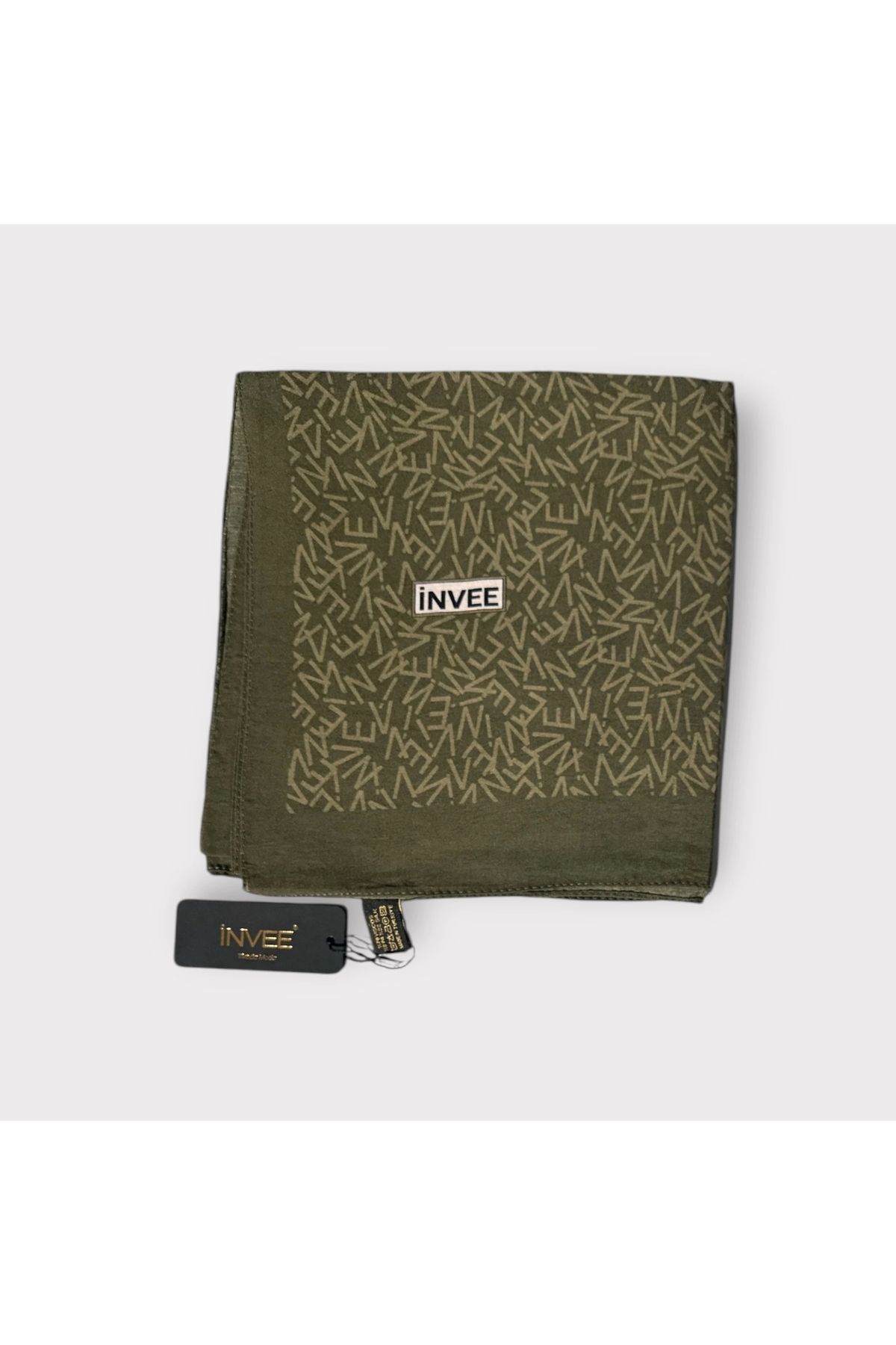 Invee-Invee 1554 Aura Shawl - Khaki Beige Colorblock 1