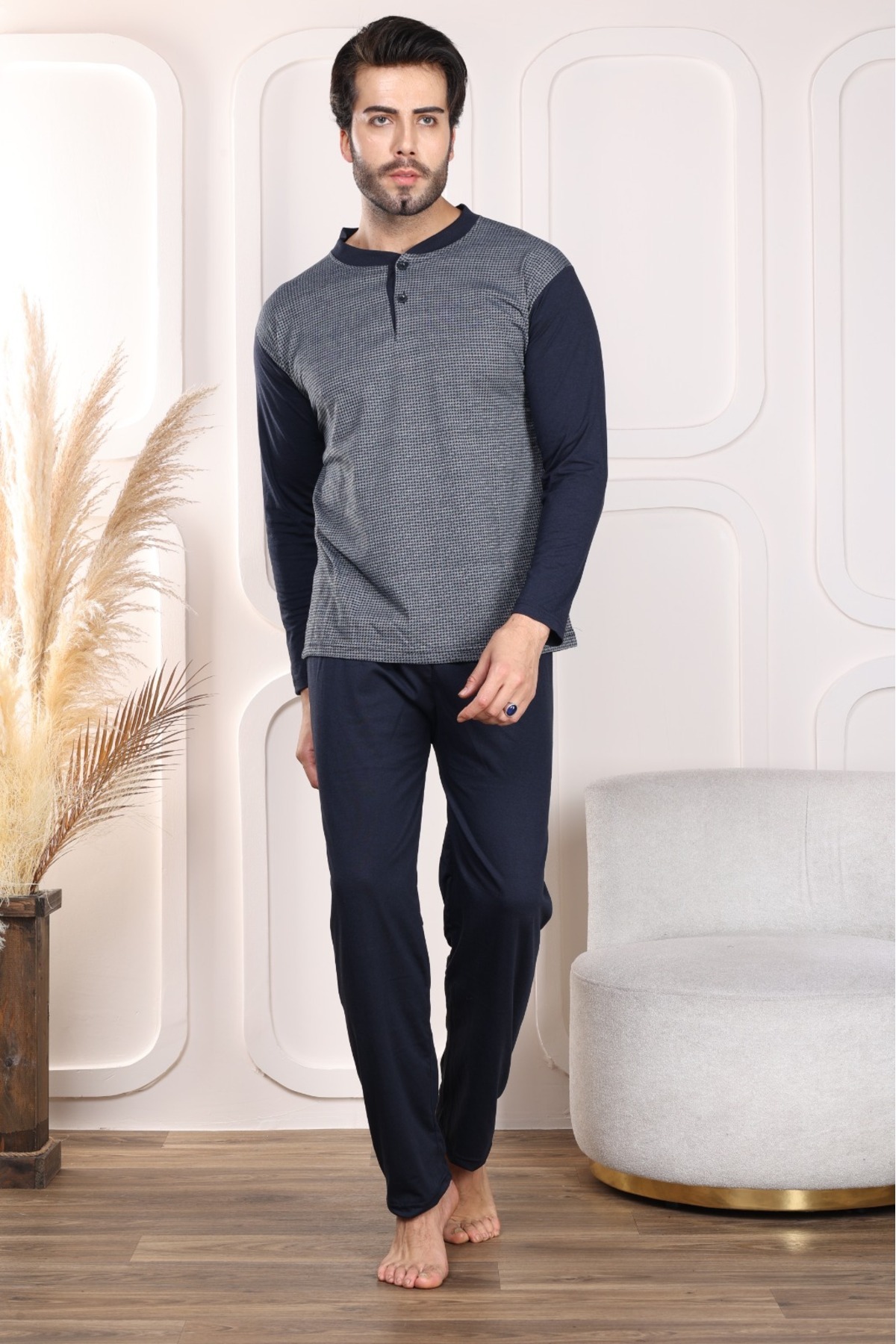 100% COTTON JACQUARD SINGLE JERSEY MEN'S PAJAMAS SET 112