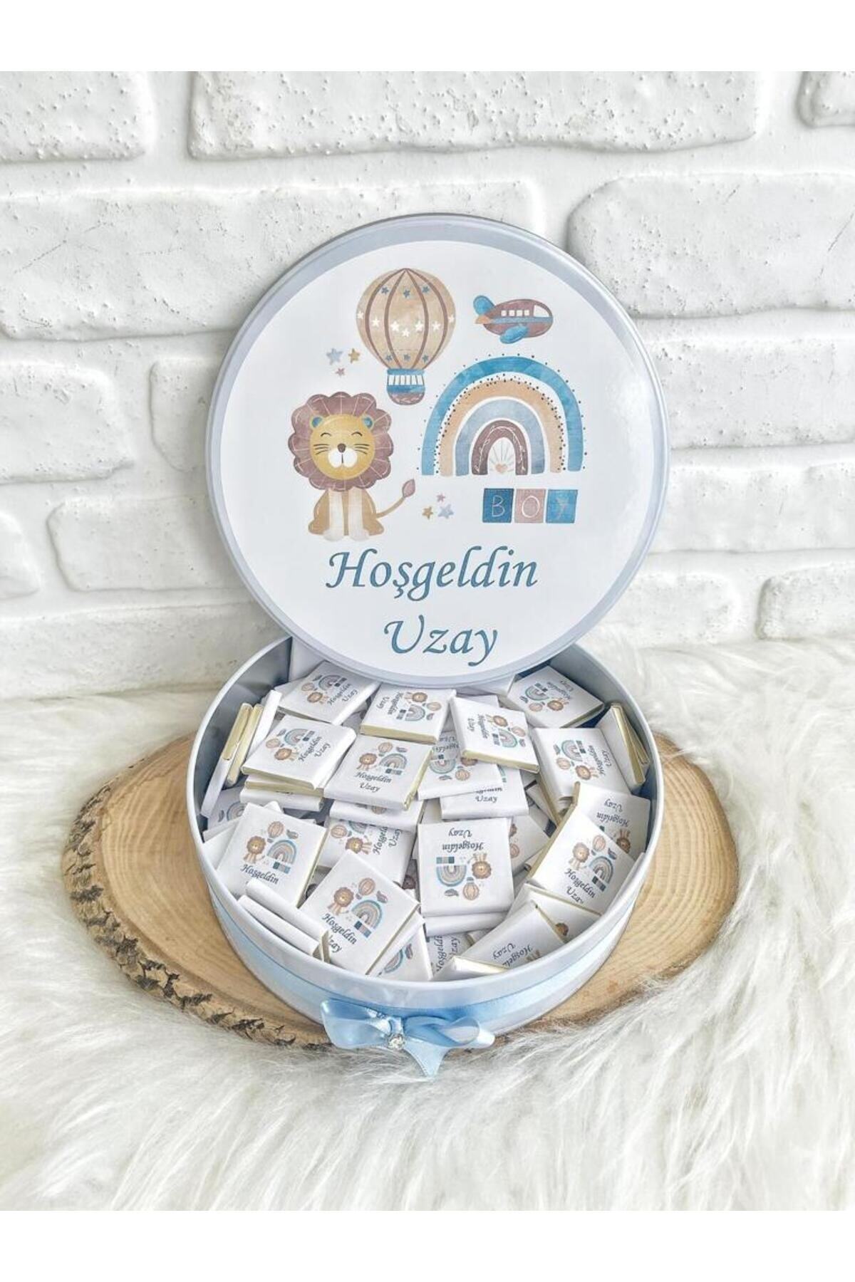 Angel Gift Chocolate 50 Adet Aslan Isme Özel Hoşgeldin Erkek Bebek Hediyelik Doğum Çikolatası fotoğrafı 4 (önizleme)