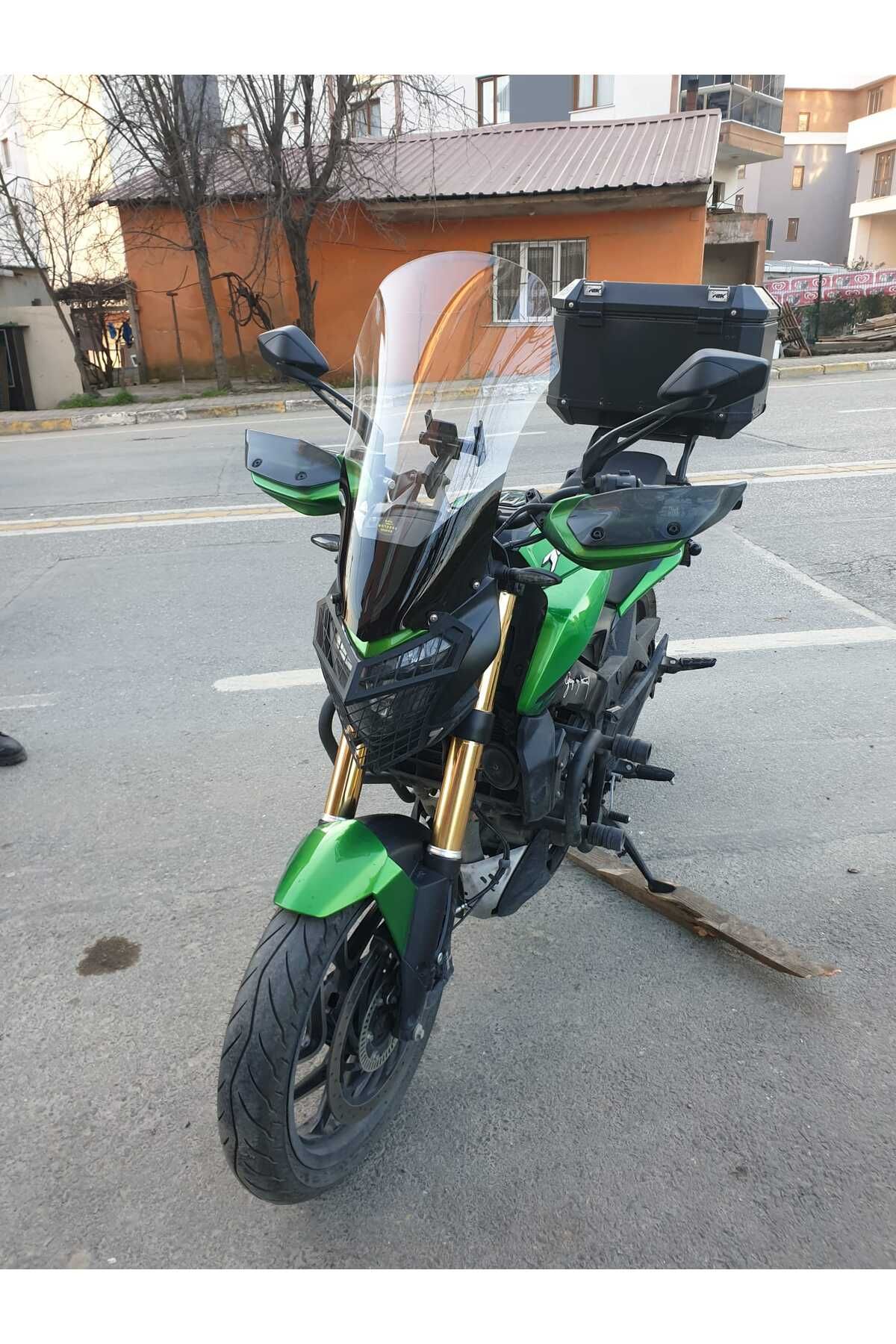 Bajaj Dominar 400 Siperlik Ön Cam 2017-2025 Model 58cm Şeffaf Renkli 4mm ORTA BOYLU CAM