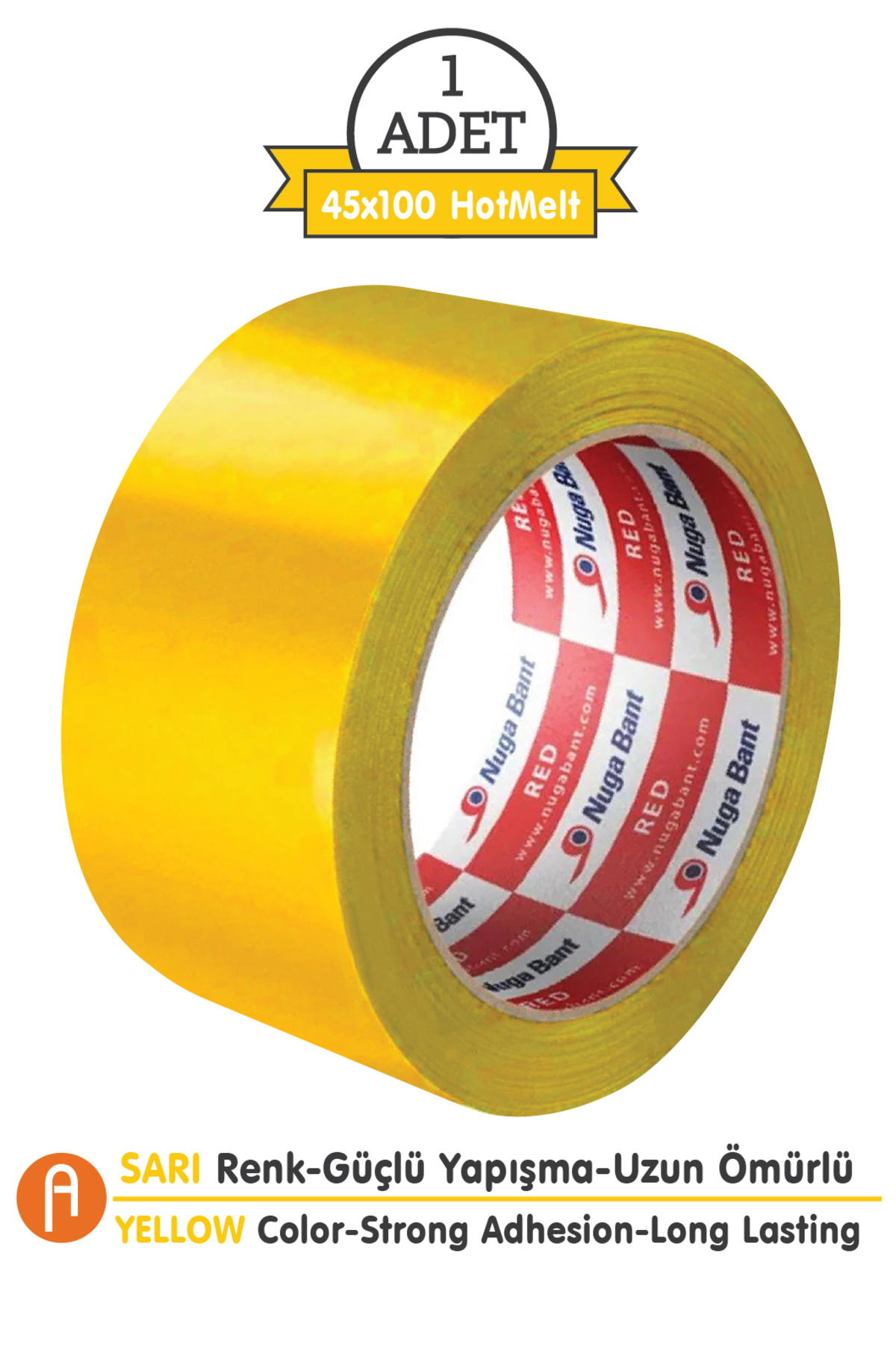 Yellow Hotmelt Adhesive Duct Tape 45x100 - Strong and Durable Packaging Tape