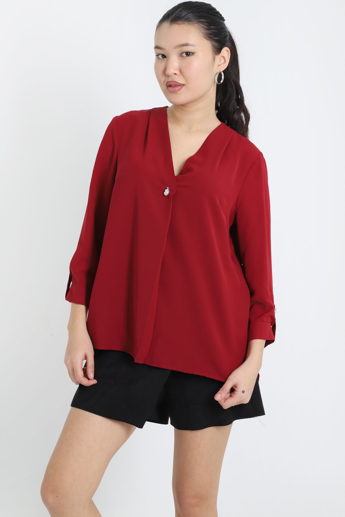 YORSSTYLE Bordo Truvakar Kol Gömlek