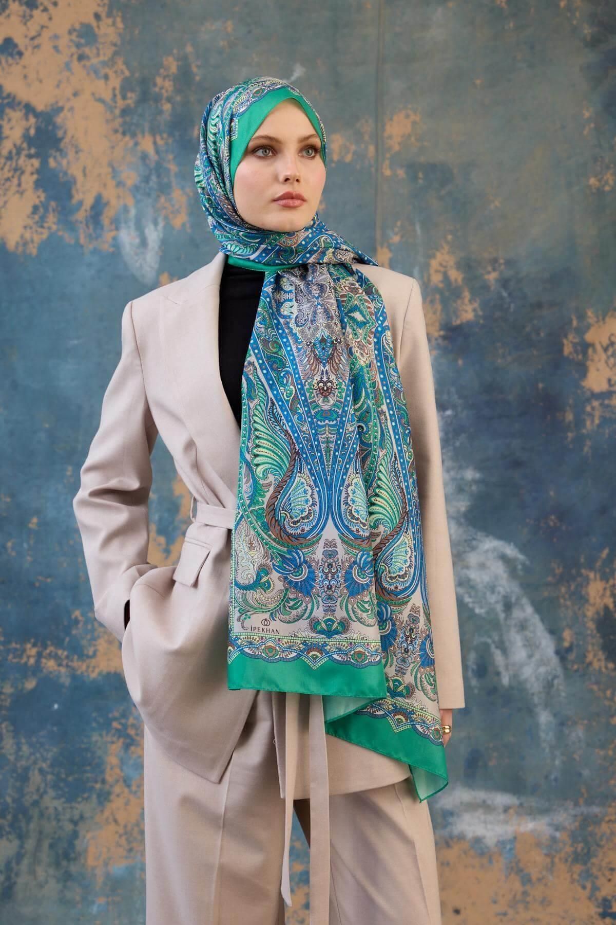 İpekhan-Shawl Pattern Voile Shawl Benetton Voile Silk Shawl - 9801-13 2