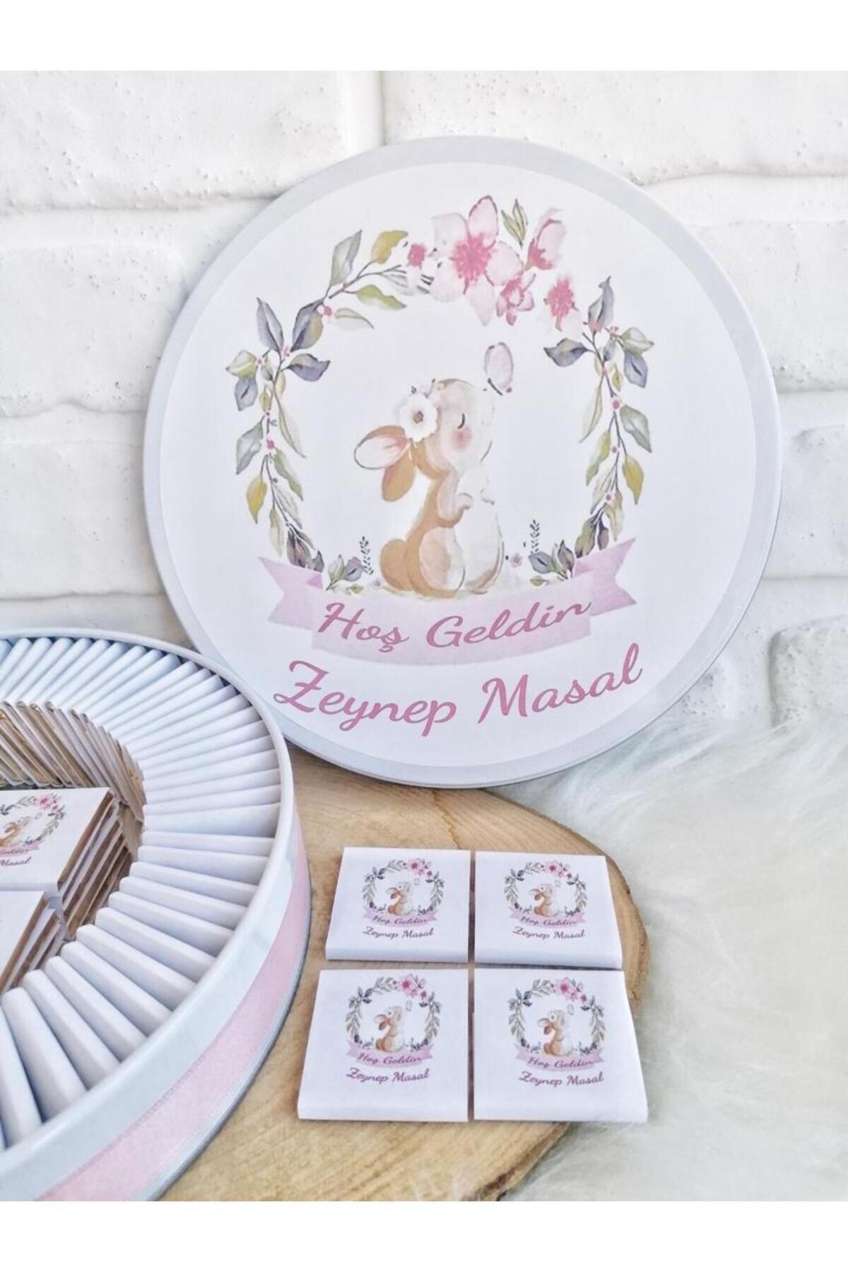 Angel Gift Chocolate 50 Adet Isme Özel Tavşan Temalı Hediyelik Kız Bebek Doğum Çikolatası fotoğrafı 5 (önizleme)