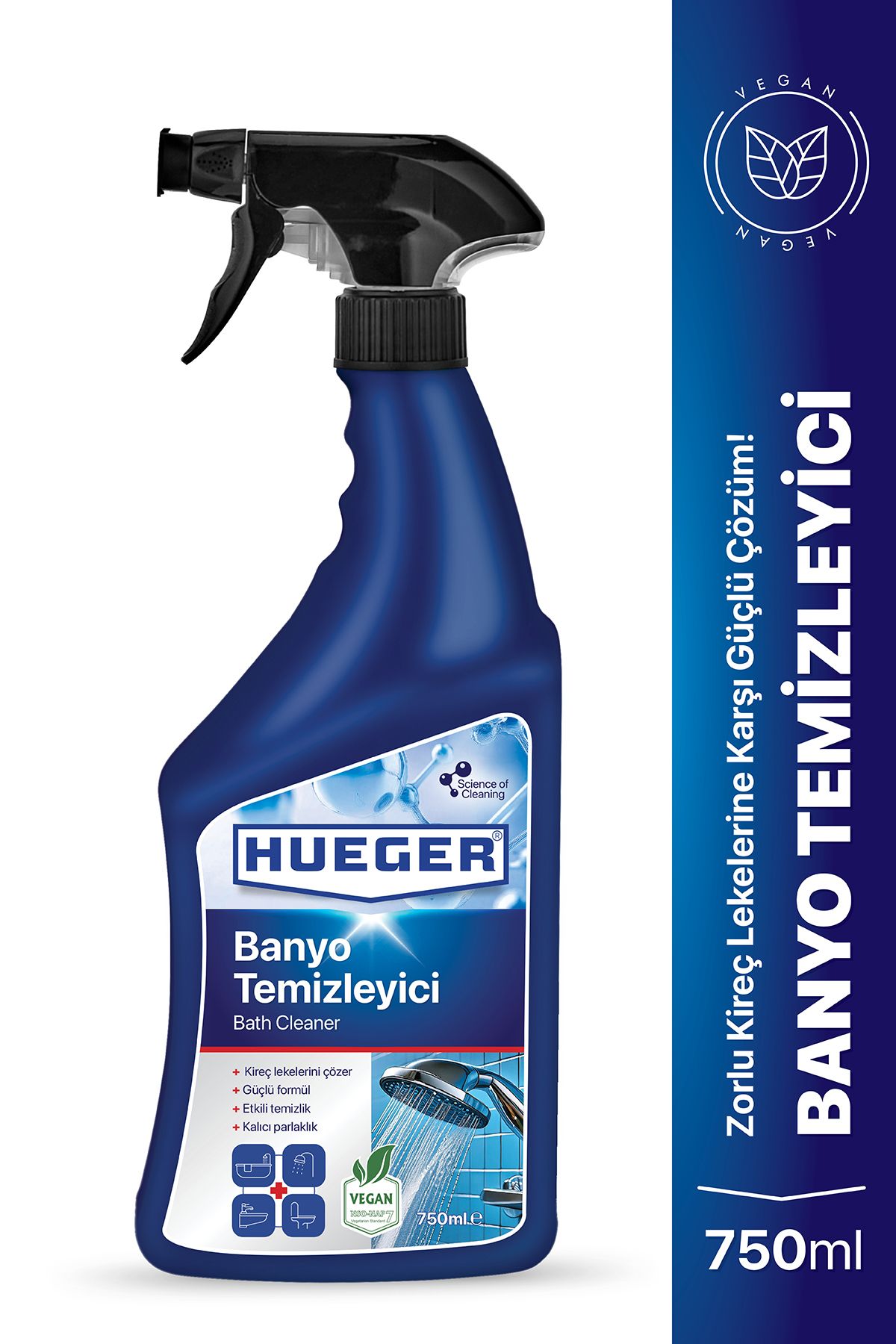 Hueger Ultra Güçlü Banyo Temizleyici ve Kireç Çözücü Sprey 750 ml