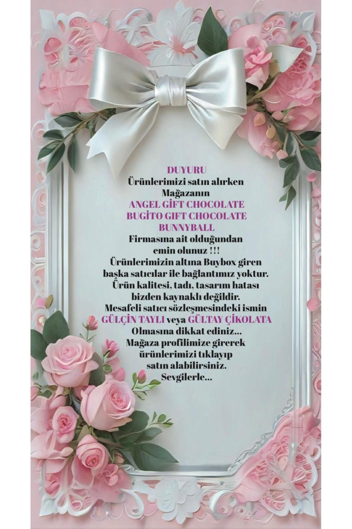 Angel Gift Chocolate 50 Adet Isme Özel Tavşan Temalı Hediyelik Kız Bebek Doğum Çikolatası fotoğrafı 2 (önizleme)