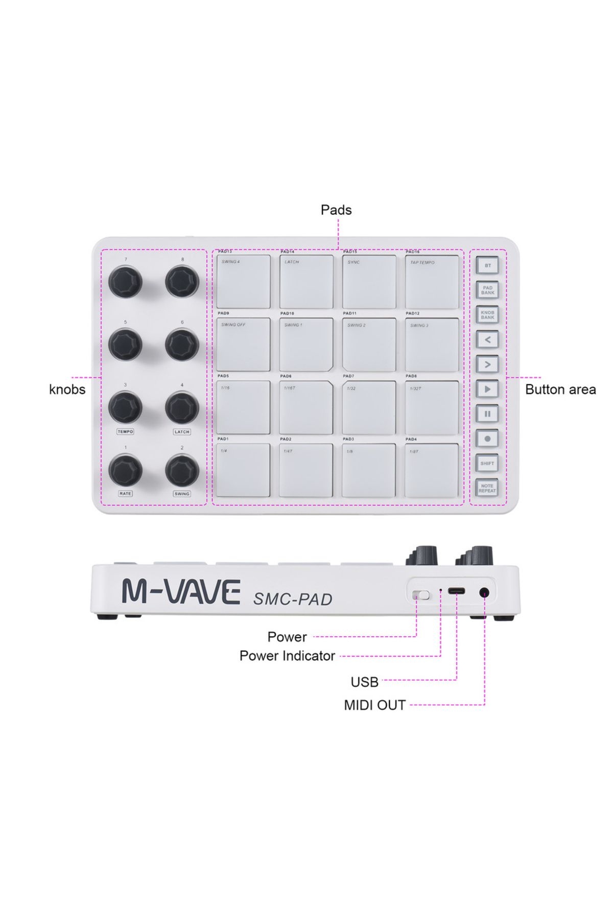 Choice-MIDI Controller Strike Pad RGB Backlight MIDI Keyboard BT Connection Low Latency 3.5mm Output Int... 3