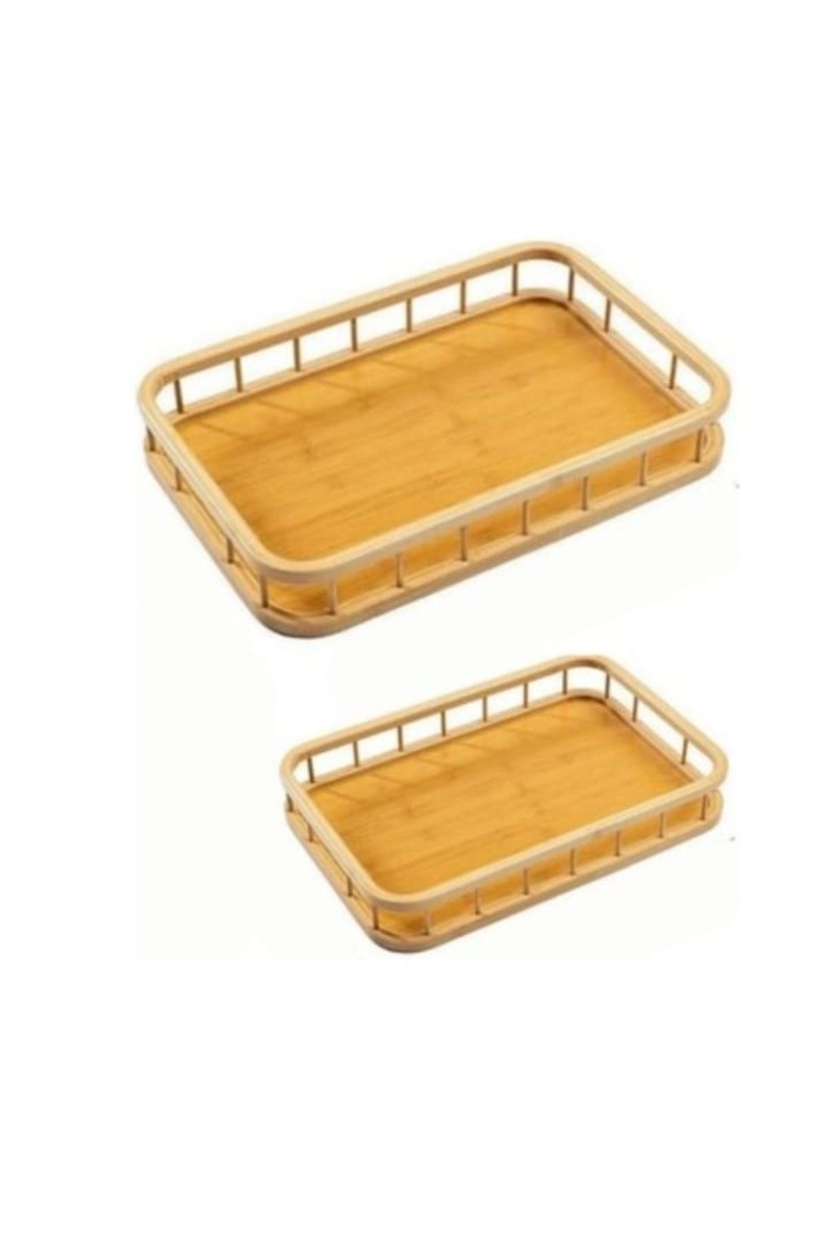 MİEN-Set of 2 Rectangular Bamboo Pallet Tray, Tea, Presentation Tray 3