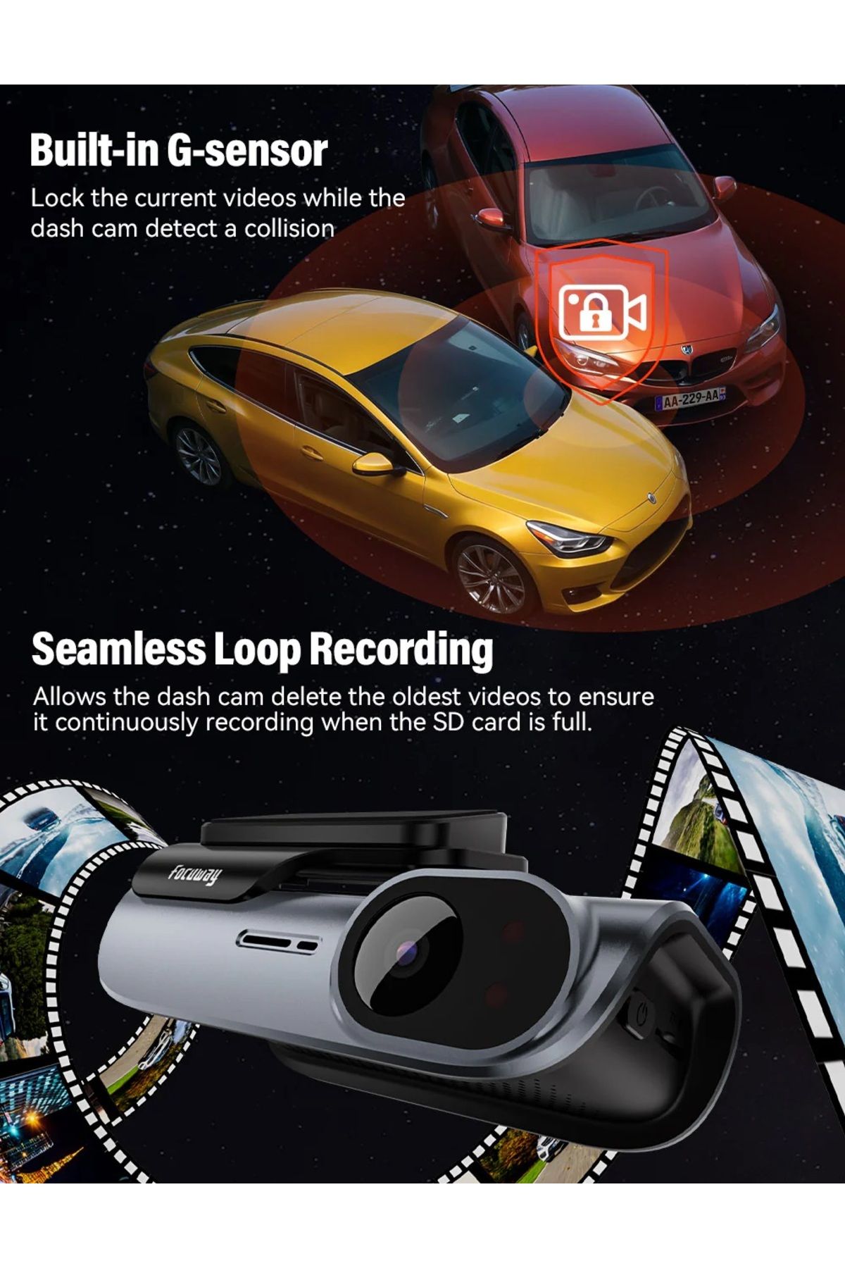 ARDSU Focuway  Real Ultra 4K T5 Dual Dash+1080P front and rear dash cam Araç İçi 360 Derece Kamera