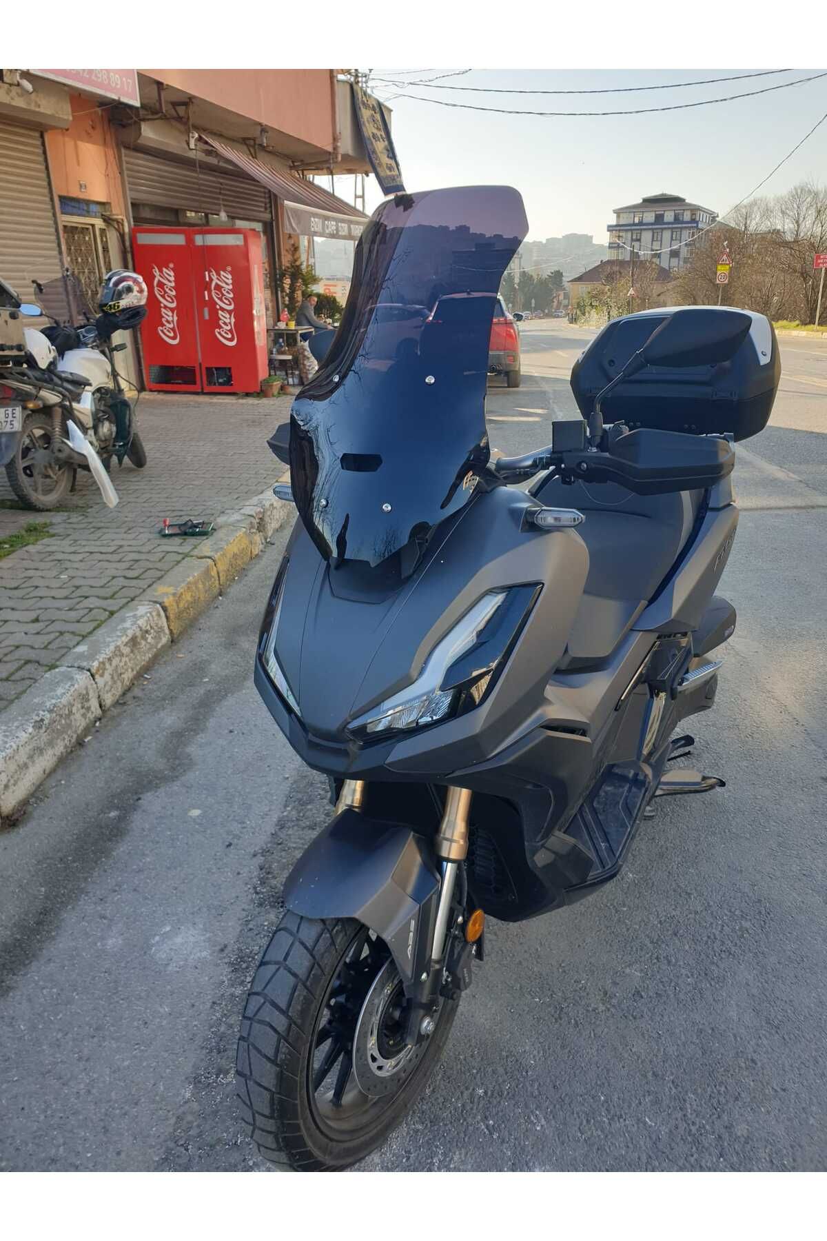 Honda Adv 350 Siperlik Ön Cam 2023-2025 Model 60cm Siyah Renkli 4mm ORTA BOYLU CAM