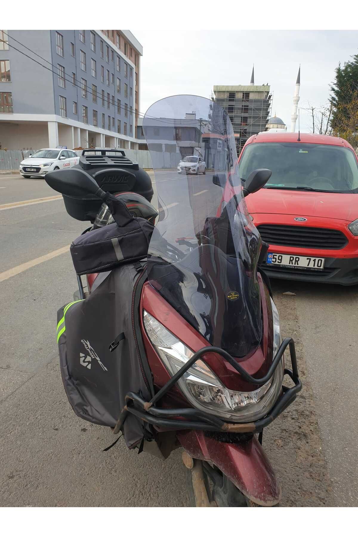 Honda Pcx Siperlik Ön Cam 2014 2017 Model 83cm Füme Renkli 4mm UZUN CAM