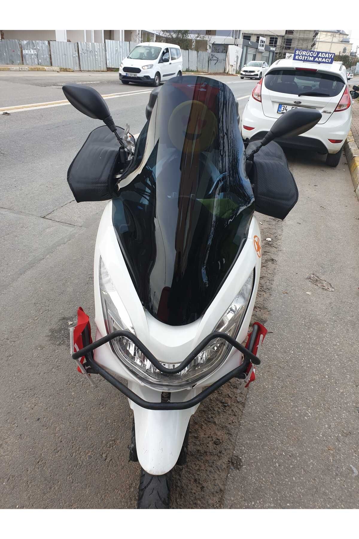 Honda Pcx Siperlik Ön Cam 2014 2017 Model 65cm Siyah Renkli 4mm ORTA BOYLU CAM
