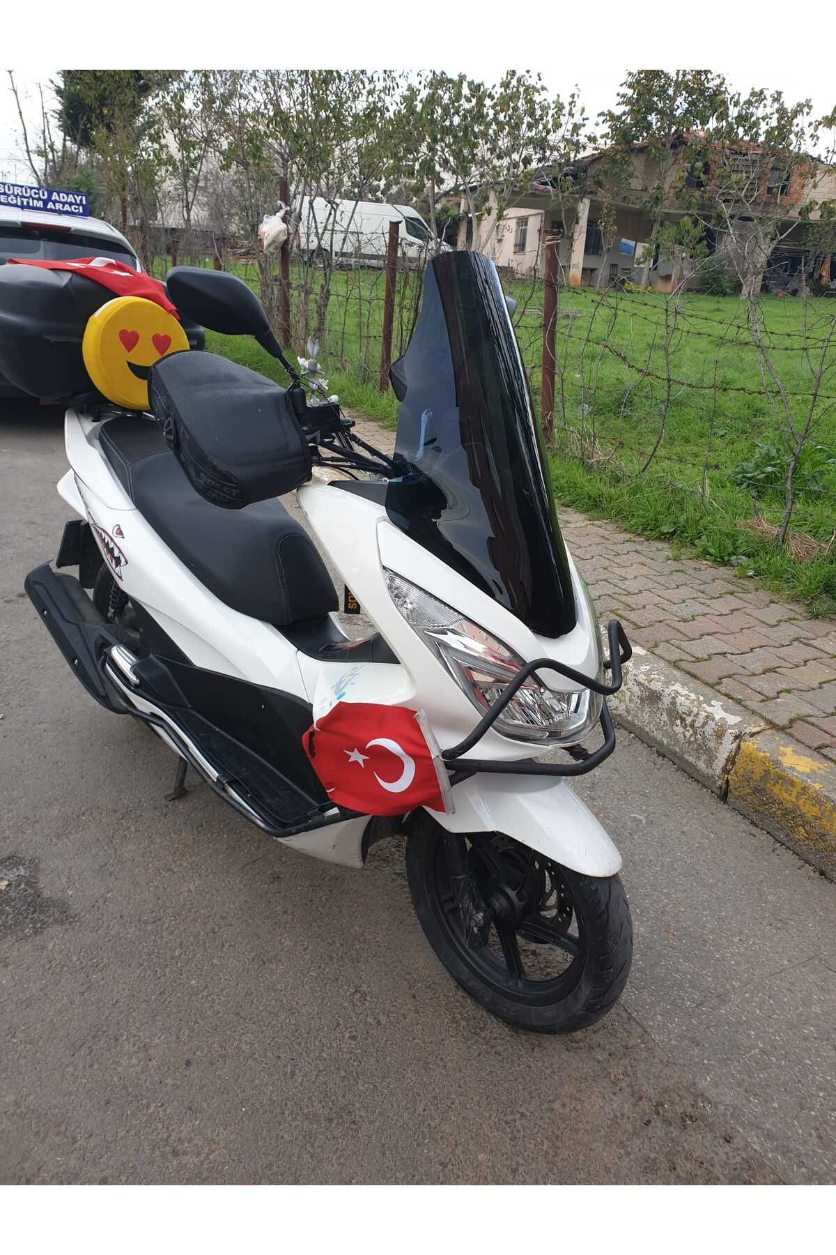 Honda Pcx Siperlik Ön Cam 2014 2017 Model 65cm Siyah Renkli 4mm ORTA BOYLU CAM