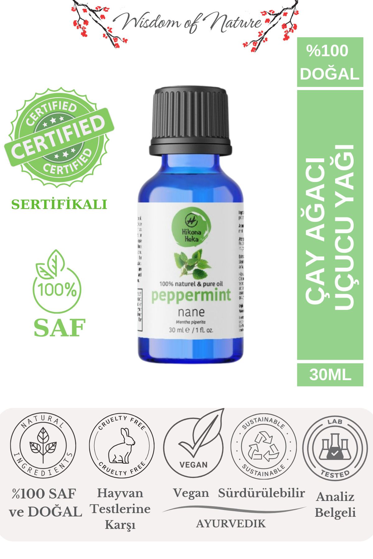 Hikona Heka Çay Ağacı Uçucu Yağı (TEA TREE ESSENTİAL OİL) %100 Saf Ve Doğal 30 ml