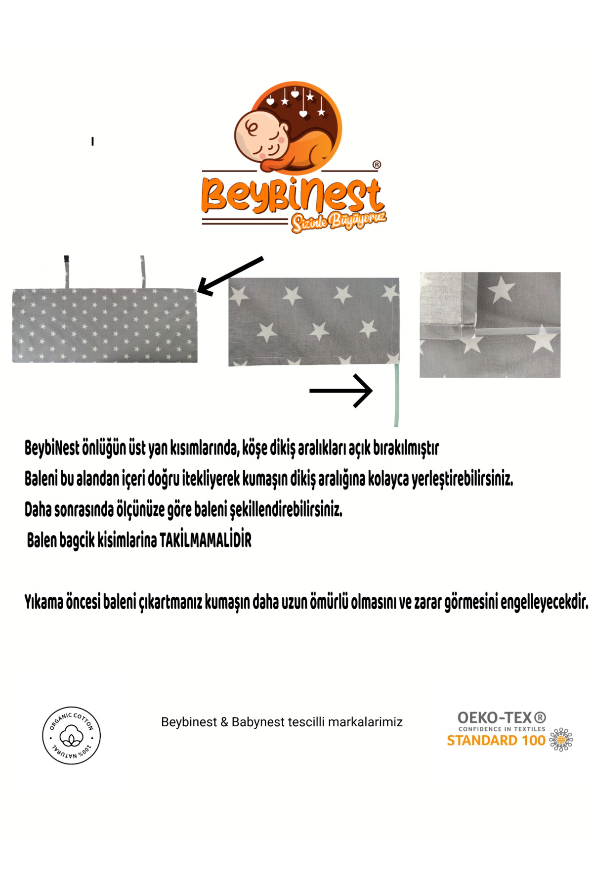 BeybiNest Balenli Emzirme Önlüğü 100x80 Cm Ayarlanabilir Boy Latte Emzirme Örtüsü Organik Pamuklu fotoğrafı 6 (önizleme)