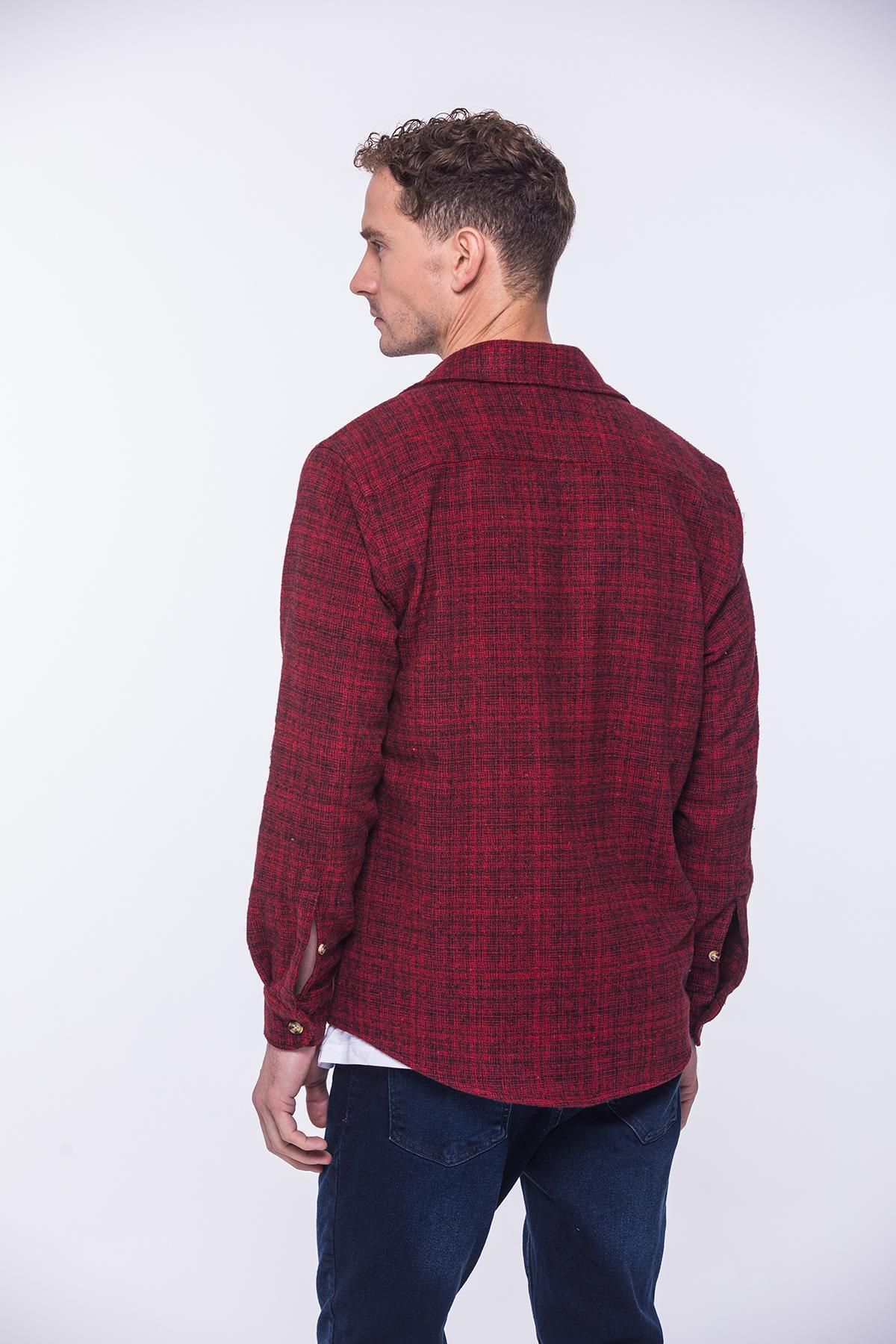 Fitmens-New Season Men's Lumberjack Shirt - Cotton, Shirt Collar, Red, Fs- 002168   - Oversize Gift Box 5