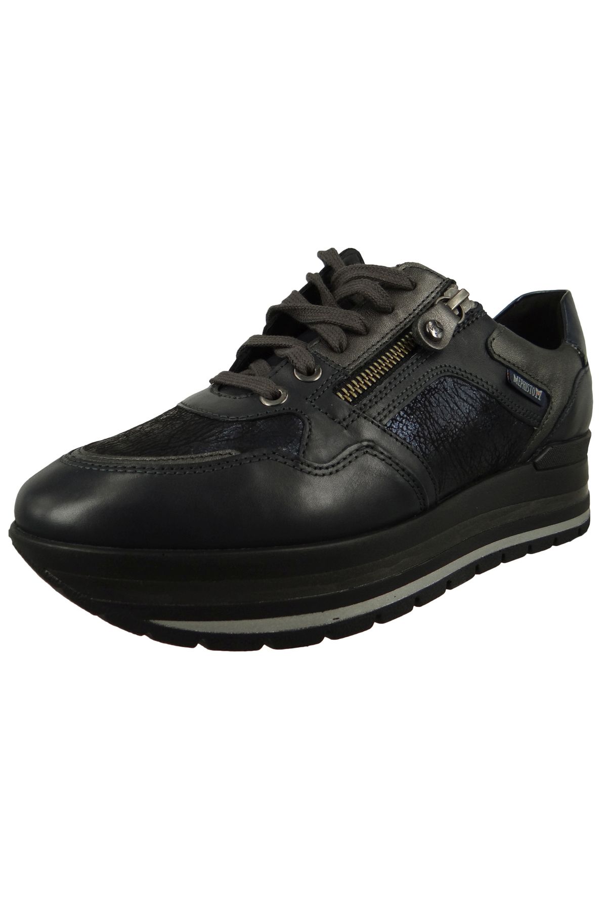 Mephisto-Damen Low Sneaker Panthea Silk P5141111 Blau 7845 Navy Leder und Textil mit Laufsohle mit Schockabso 1