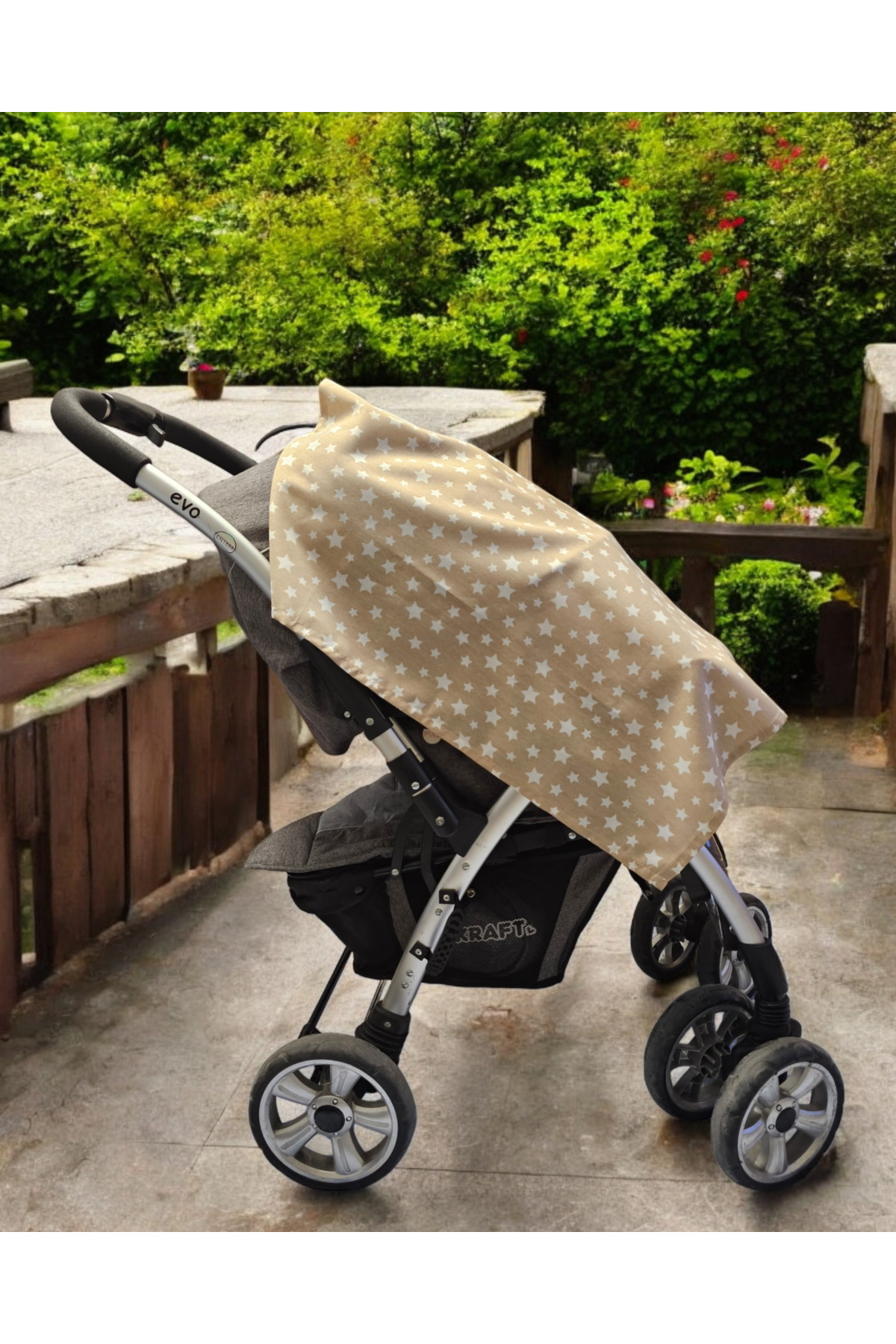 BeybiNest Balenli Emzirme Örtüsü Fonsiyonel Ürün Puset Örtüsü  Açık Kahve Emzirme Önlüğü fotoğrafı 4 (önizleme)