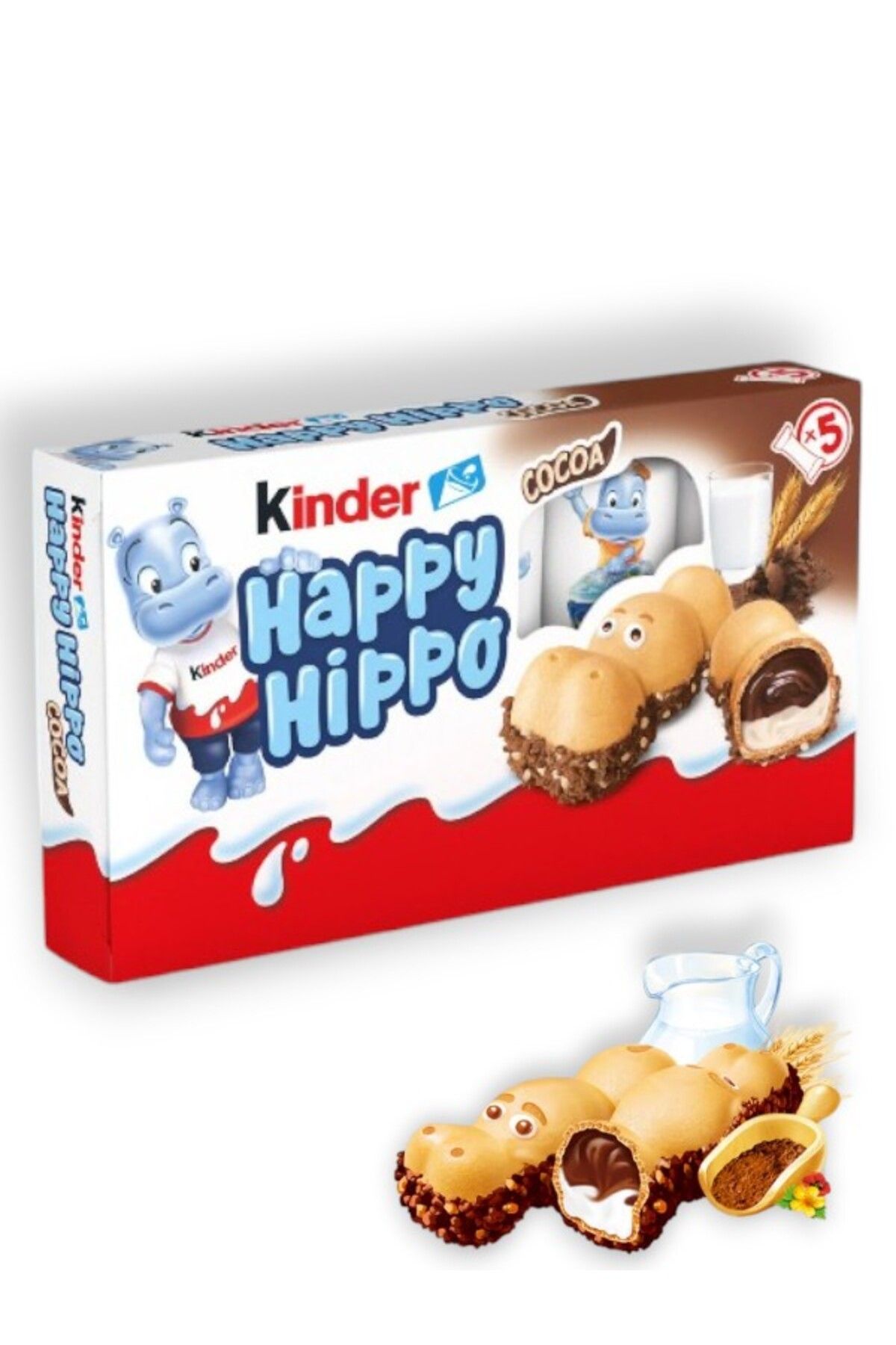 Kinder Sütlü Kremalı Ve Kakao Dolgulu / Happy Hippo Cacao X 5 Adet Gofret 103,5 gr