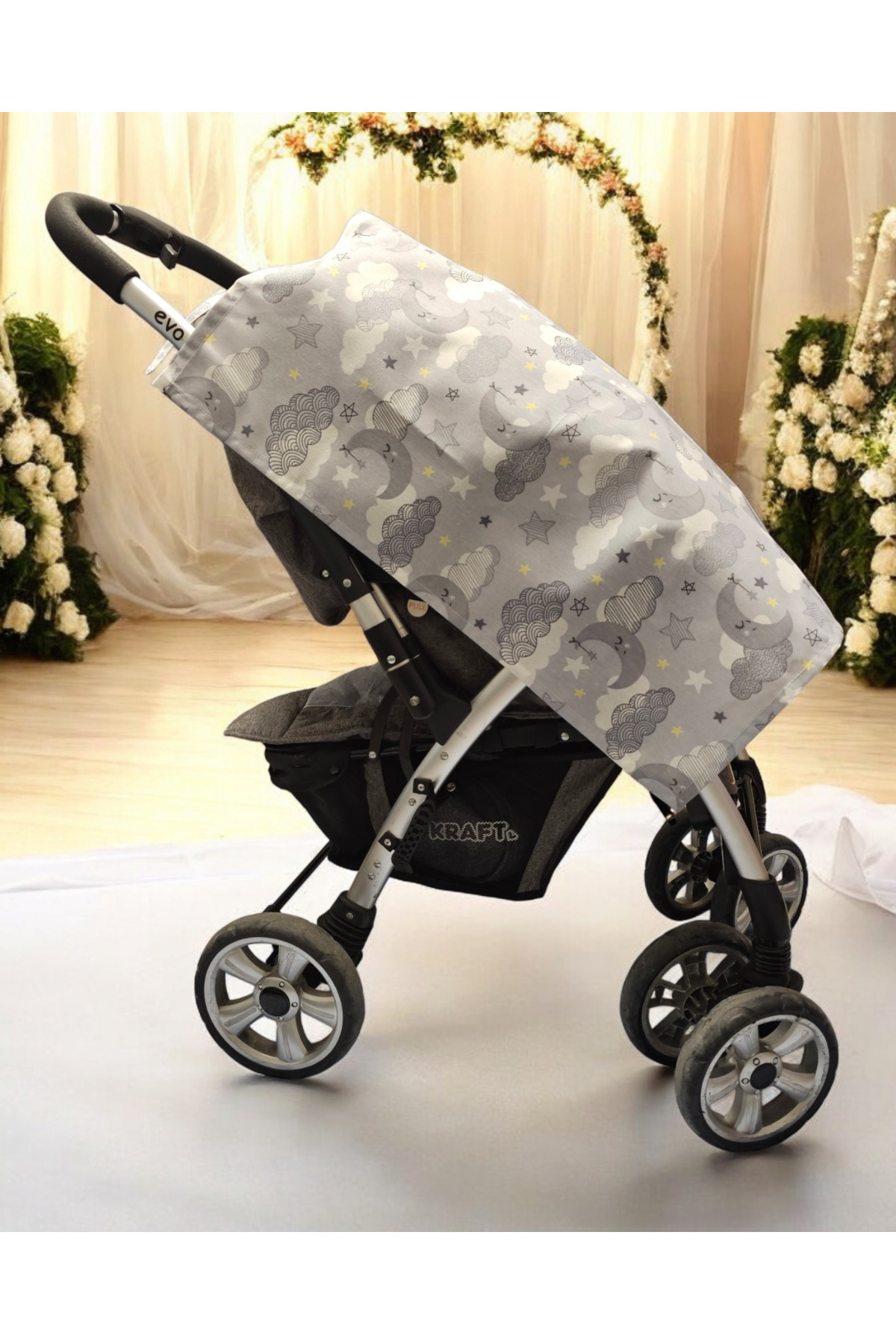 BeybiNest Balenli Emzirme Örtüsü Fonsiyonel Ürün Puset Örtüsü  Gökyüzü Desen Emzirme Önlüğü fotoğrafı 4 (önizleme)