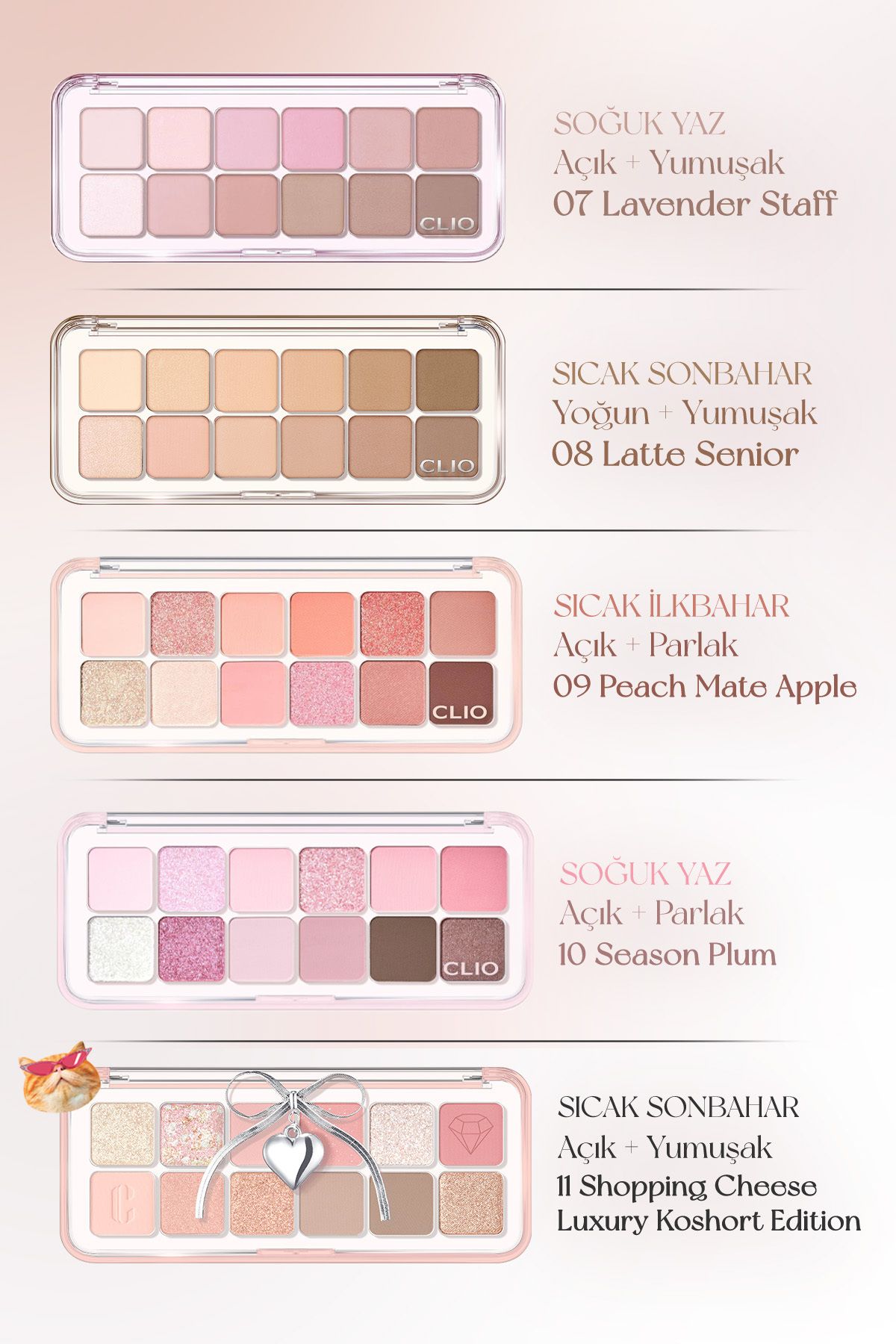 كليو-Clio Pro Eye Palette Air - لوحة ظلال عيون ذات ملمس خفيف وألوان كثيفة (09 Peach Mate Apple) 7