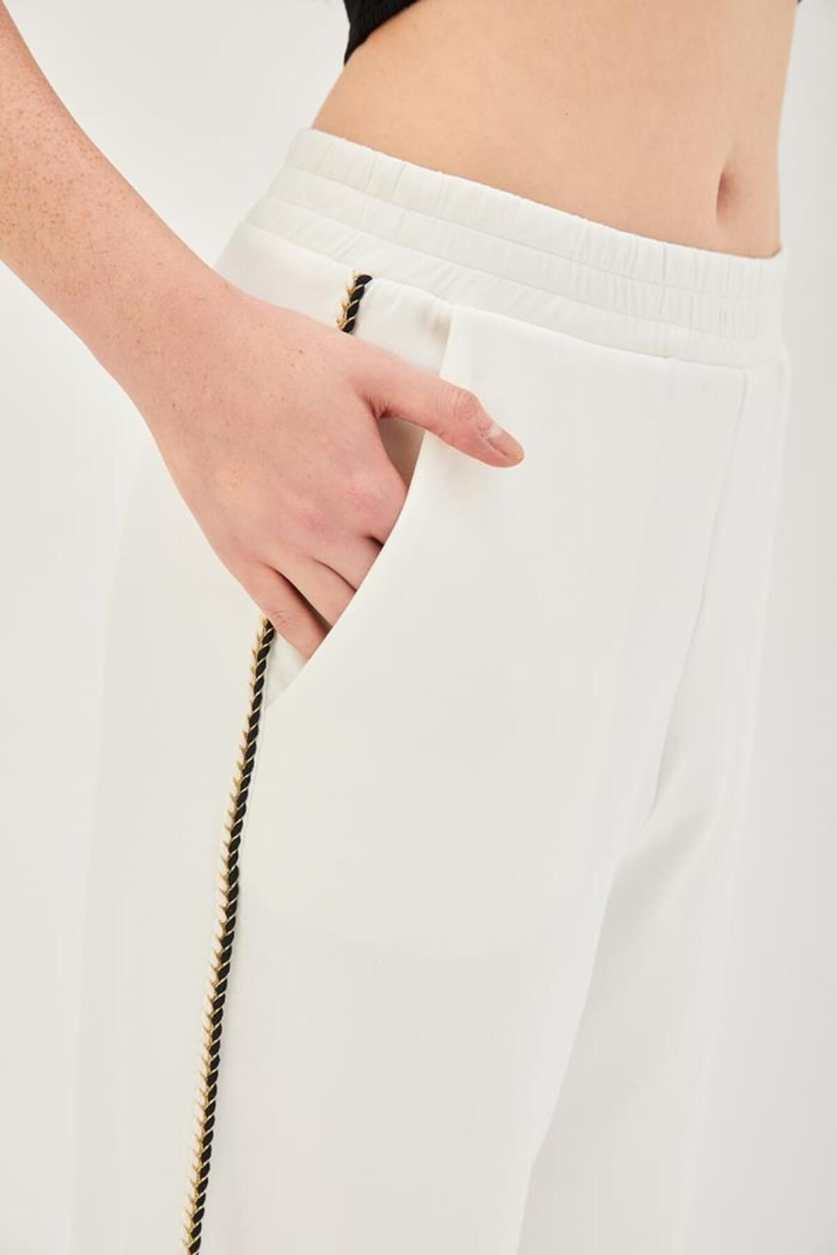 Allyco-Pantaloni tricotați obișnuiți cu dungi laterale 3