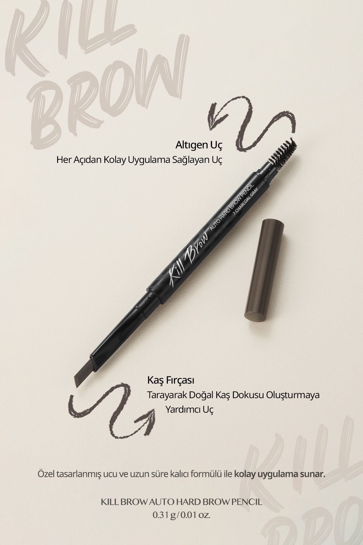 CLIO-Fine Hex Tip Eyebrow Pencil Clio Kill Brow Auto Hard Brow Pencil (01 Natural Brown) 2