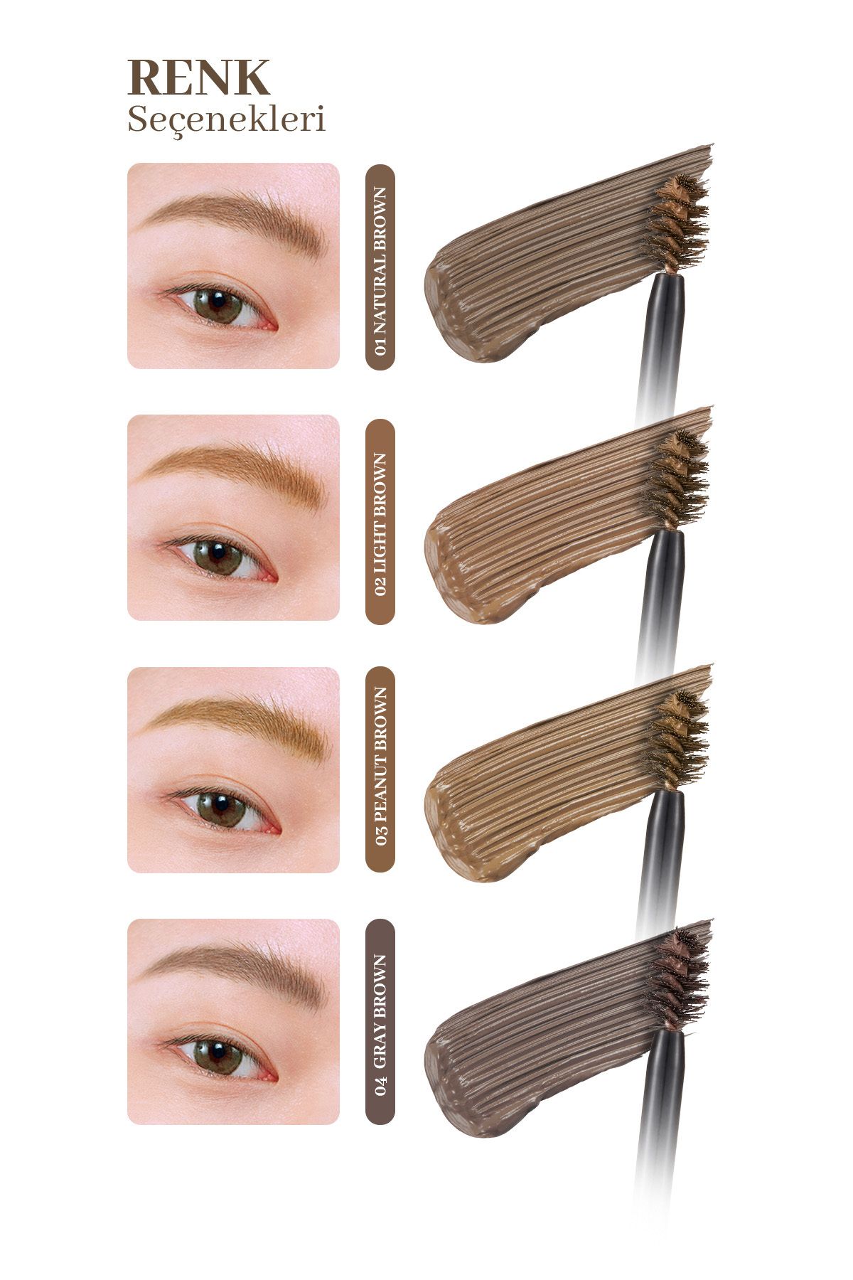 CLIO-Intense Pigmented, Triangular Brush Tip Eyebrow Mascara Clio Kill Brow Color Brow Lacquer (01 Natural Brown) 5