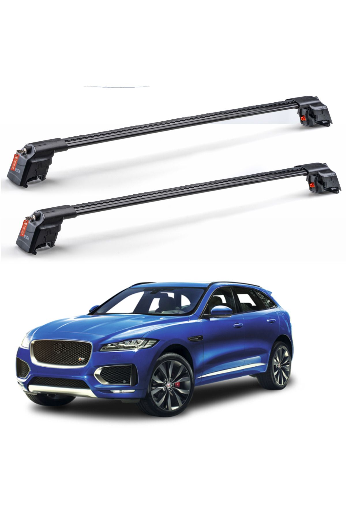 Thunder Jaguar F-Pace 2016 - 2025 TRX2 Thunder Carrier Kilitli Ara Atkı Taşıyıcı Tavan Barı Siyah