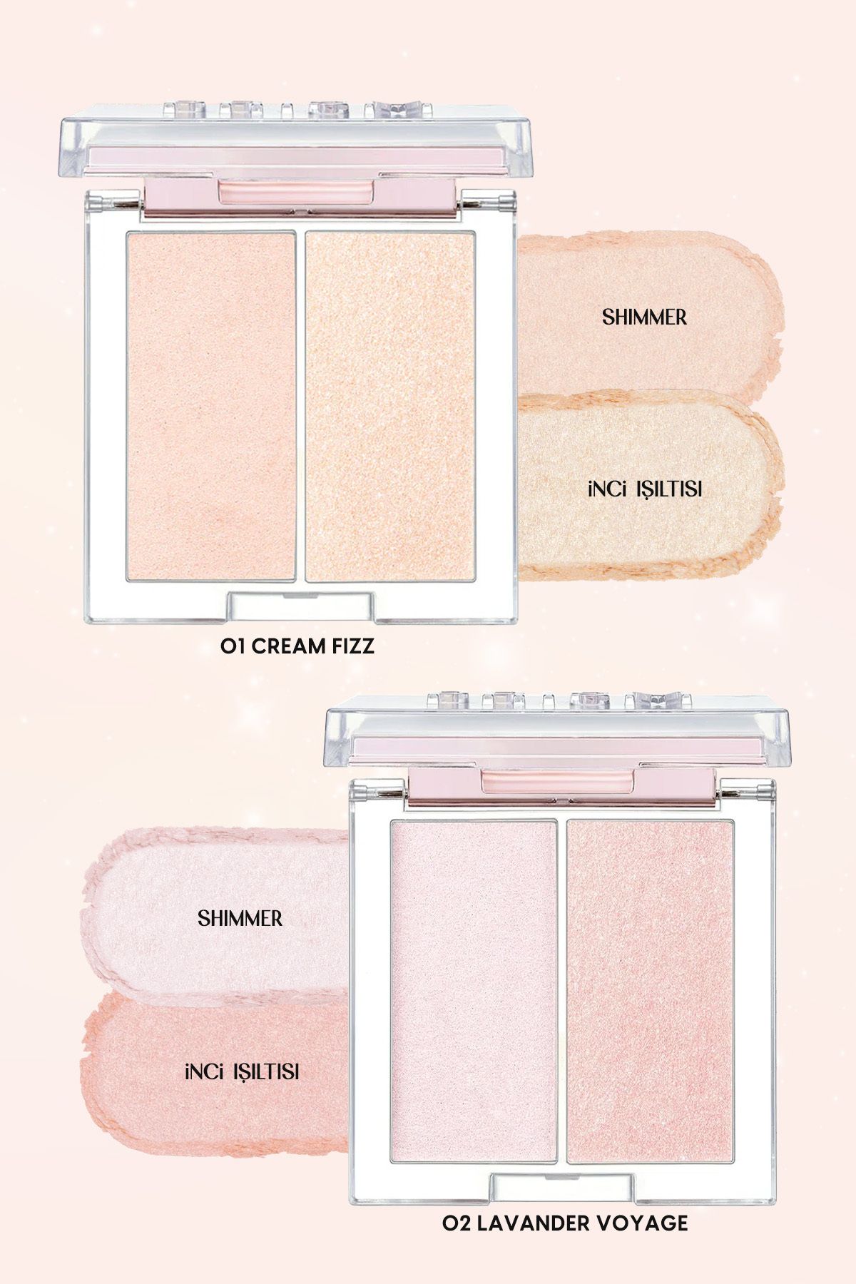 CLIO-2-Pack Highlighter Clio Prism Highlighter Duo Providing Intense Shine with Pearl Grain (01 Cream Fizz) 4
