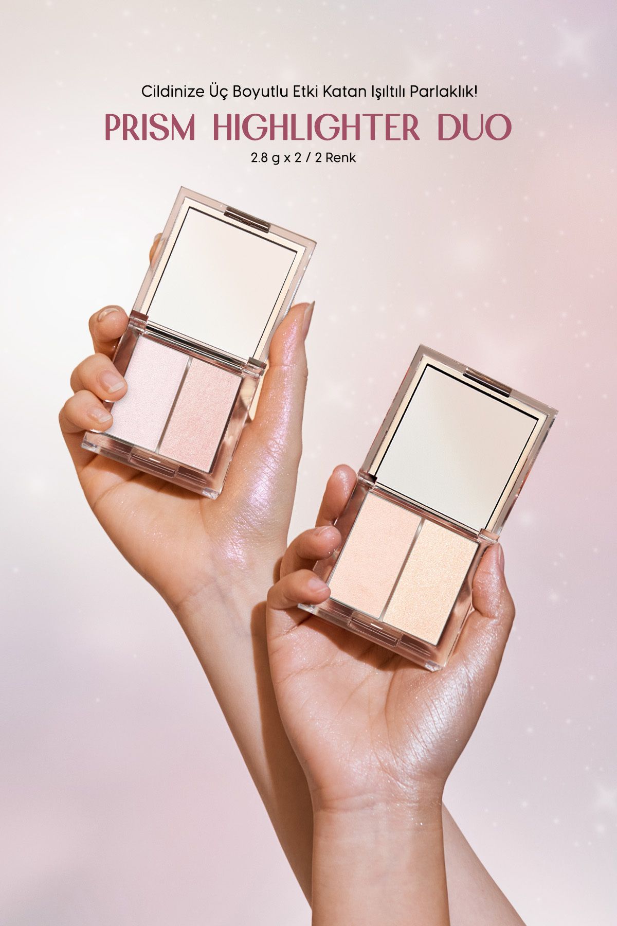 CLIO-2-Pack Highlighter Clio Prism Highlighter Duo Providing Intense Shine with Pearl Grain (01 Cream Fizz) 2
