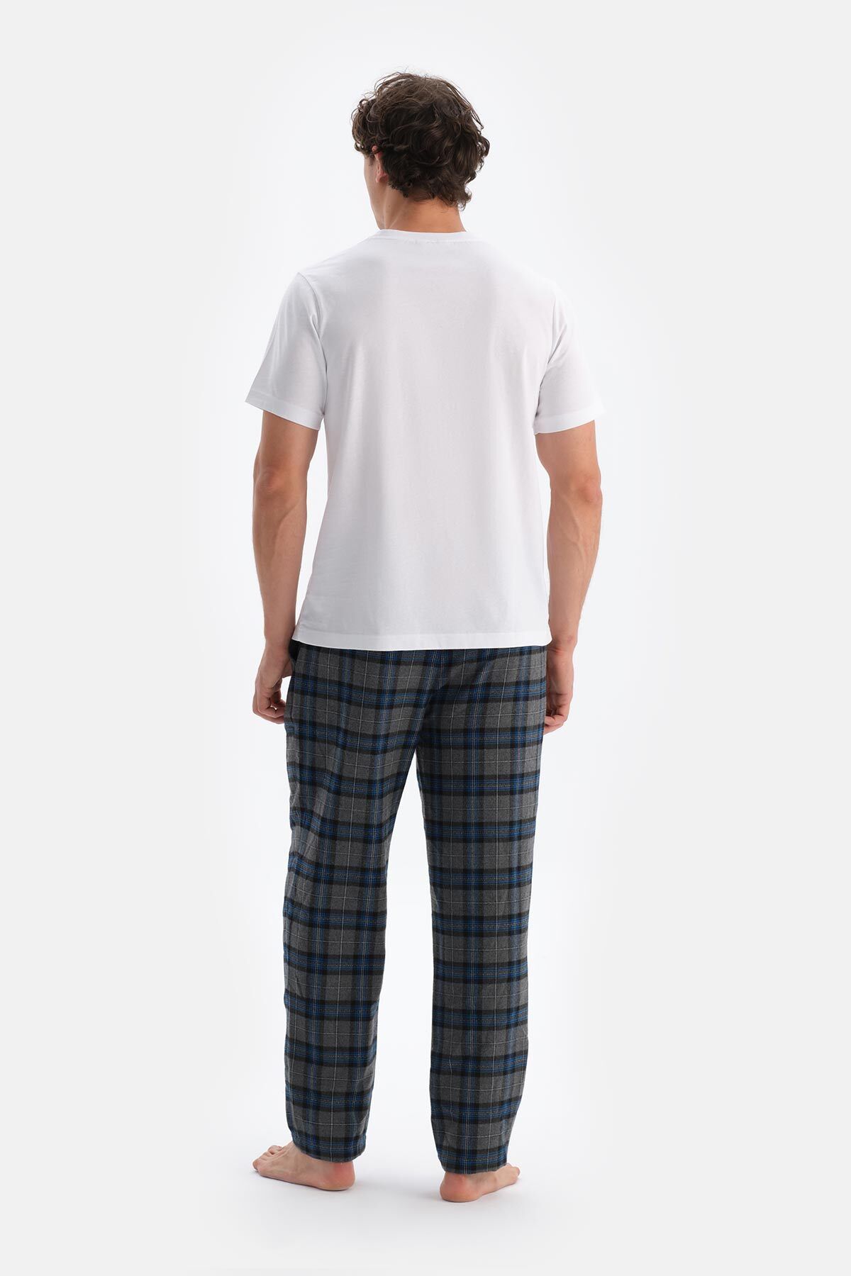 Dagi-Navy Plaid Woven Trousers 2