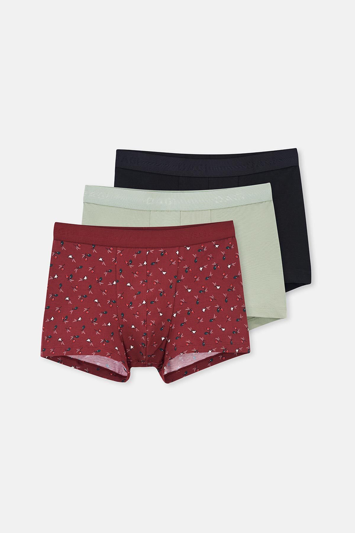 Dagi-Burgundy-Black 5210 3-Piece Patterned Cotton Boxers 1