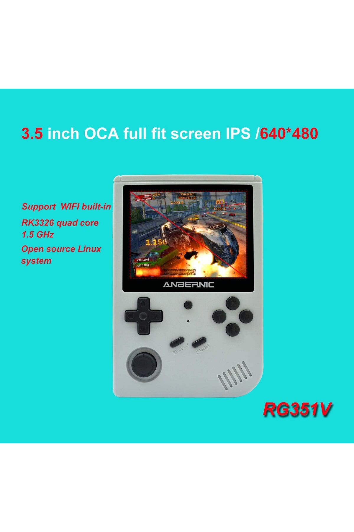 ANBERNIC-RG351V Handheld Game Console Open Source System Built-in WiFi 64G TF Card 2500 Classic Games 7