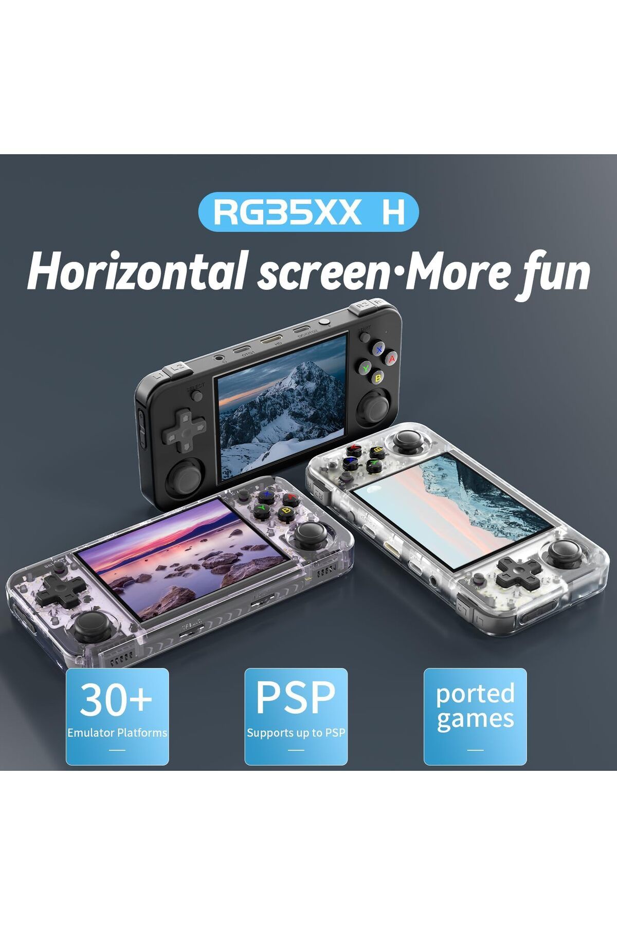 ANBERNIC-RG35XX H Retro Portable Game Console, WiFi, Bluetooth 4.2, 3.5" IPS Screen, 64G TF Card, 5515 Games 2