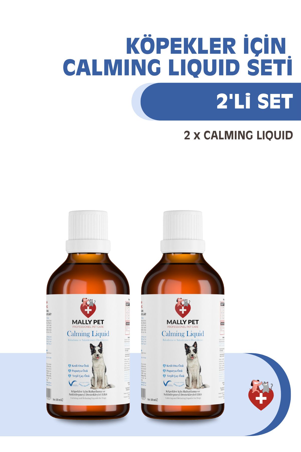 MALLY PET PROFESSIONEL PET CARE Köpekler İçin Rahatlama Destekleyici Set (2 x Calming Liquid) 2'li Set