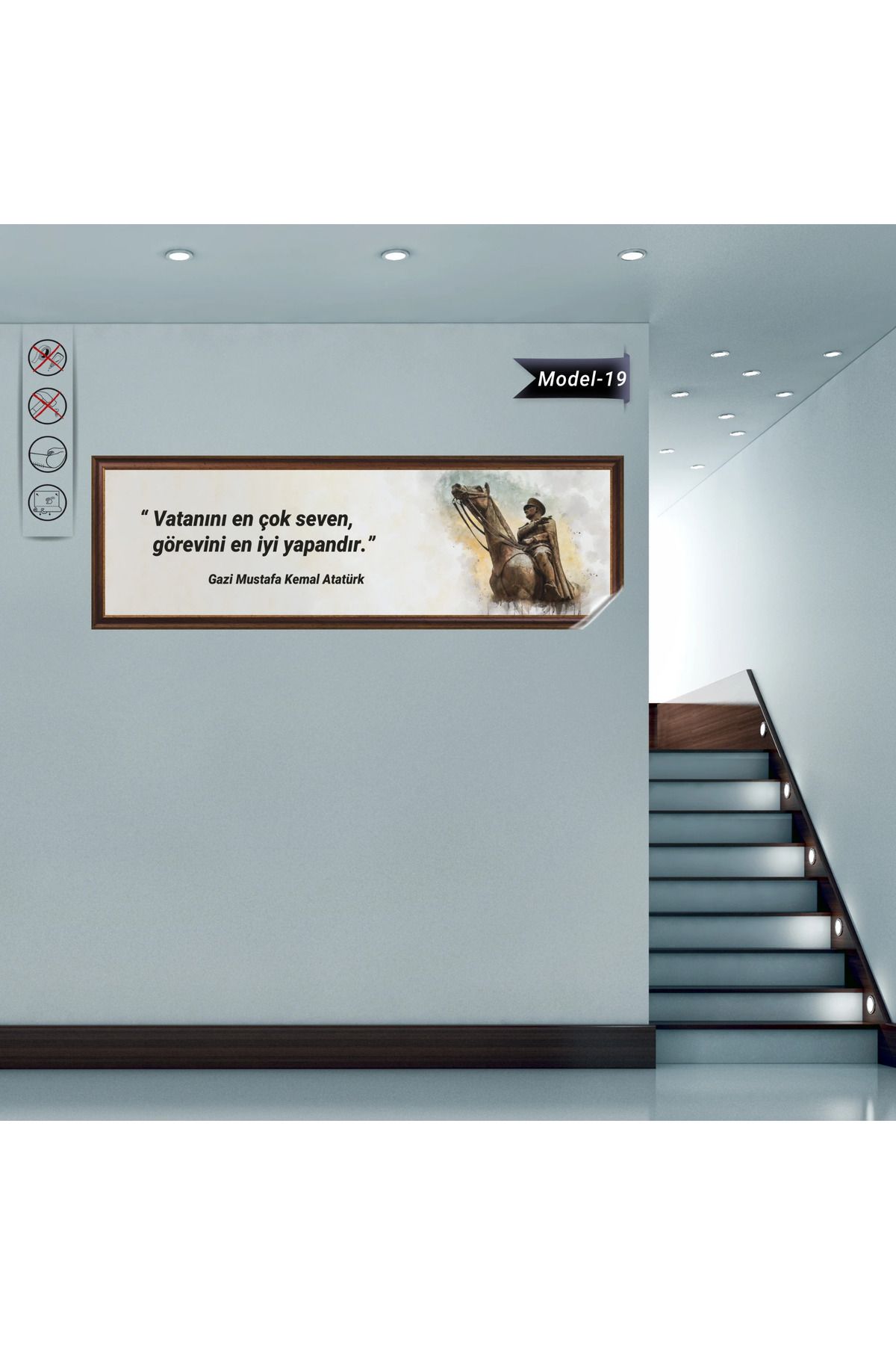 ZERO LAND Statik Tutunma Özellikli Tablo - Poster Atatürk (Model- 19) 30 CM X 100 CM DRSTR
