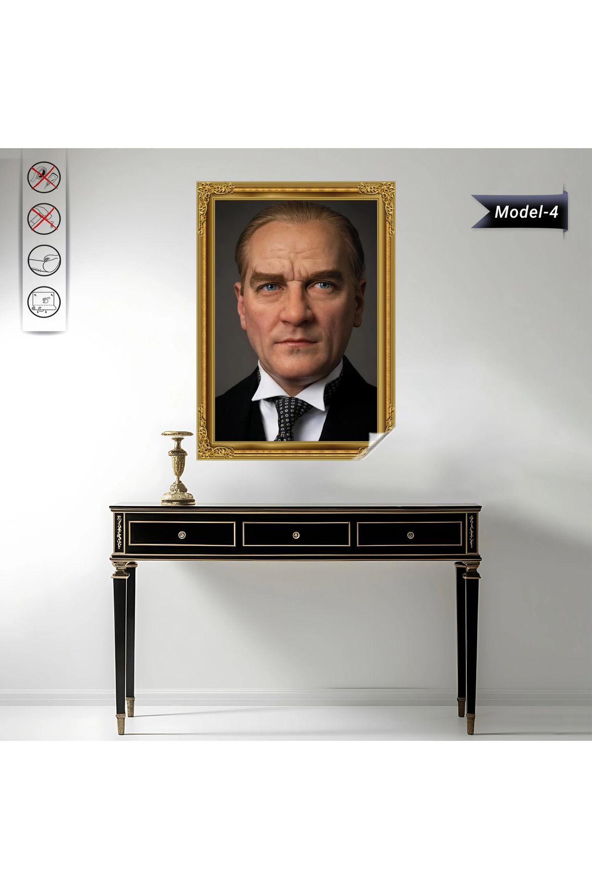 ZERO LAND Statik Tutunma Özellikli Tablo - Poster Atatürk (Model- 4) 50 CM X 70 CM 635117