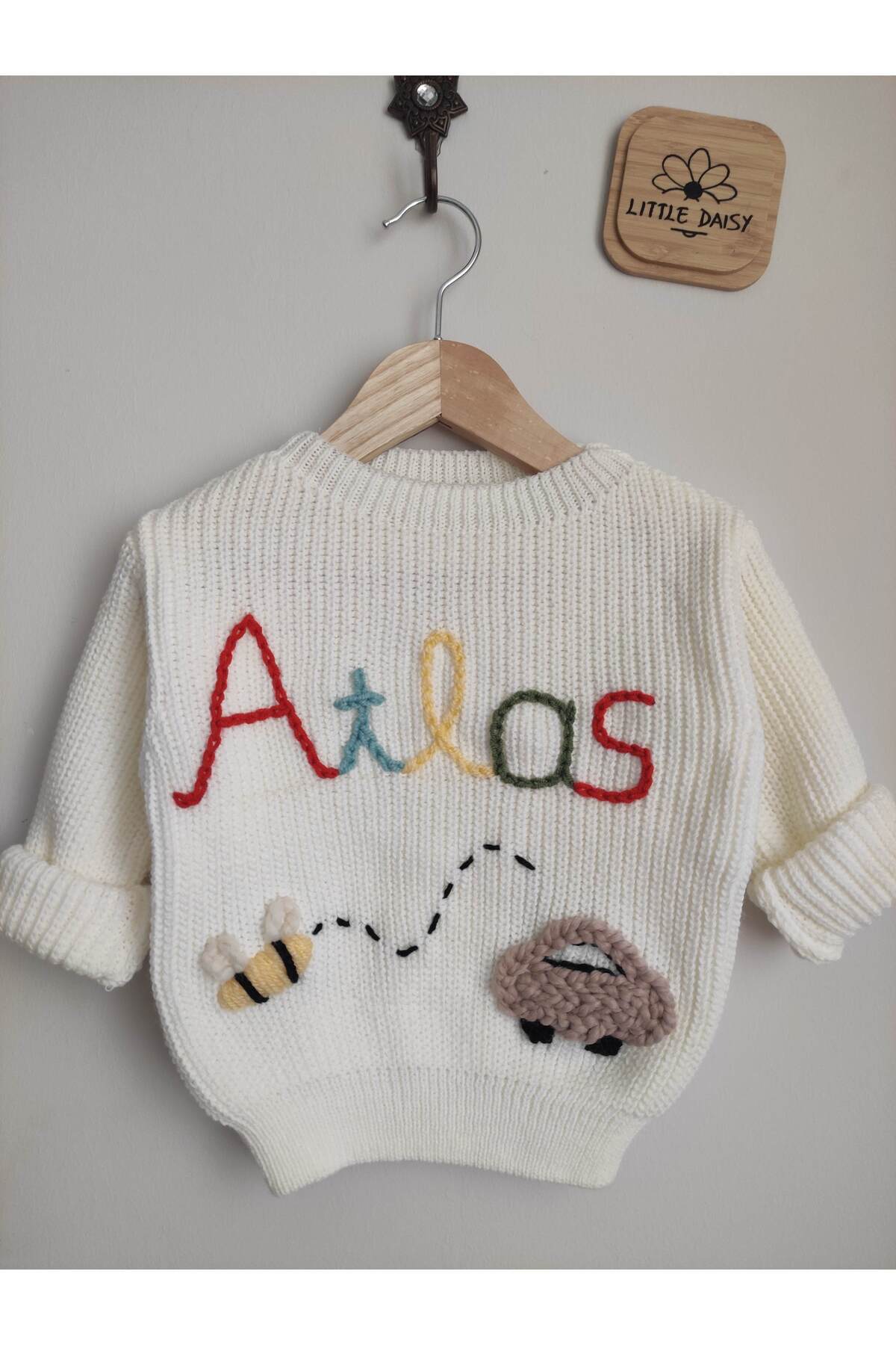 Genel Markalar Triko Kazak Oversize Unisex Bebek Çocuk İsim Yazılı İşlemeli Bebek Çocuk Kazak fotoğrafı 5 (önizleme)