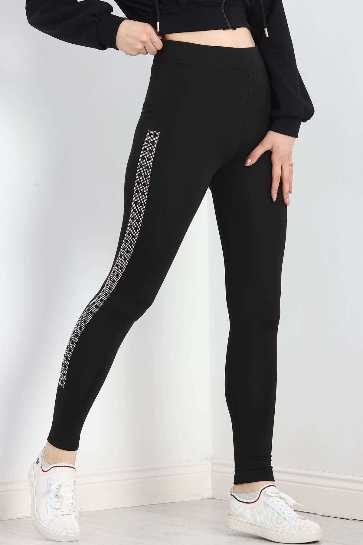 Lukas-Black Stone Detailed Raised Leggings - 20246.1098 1