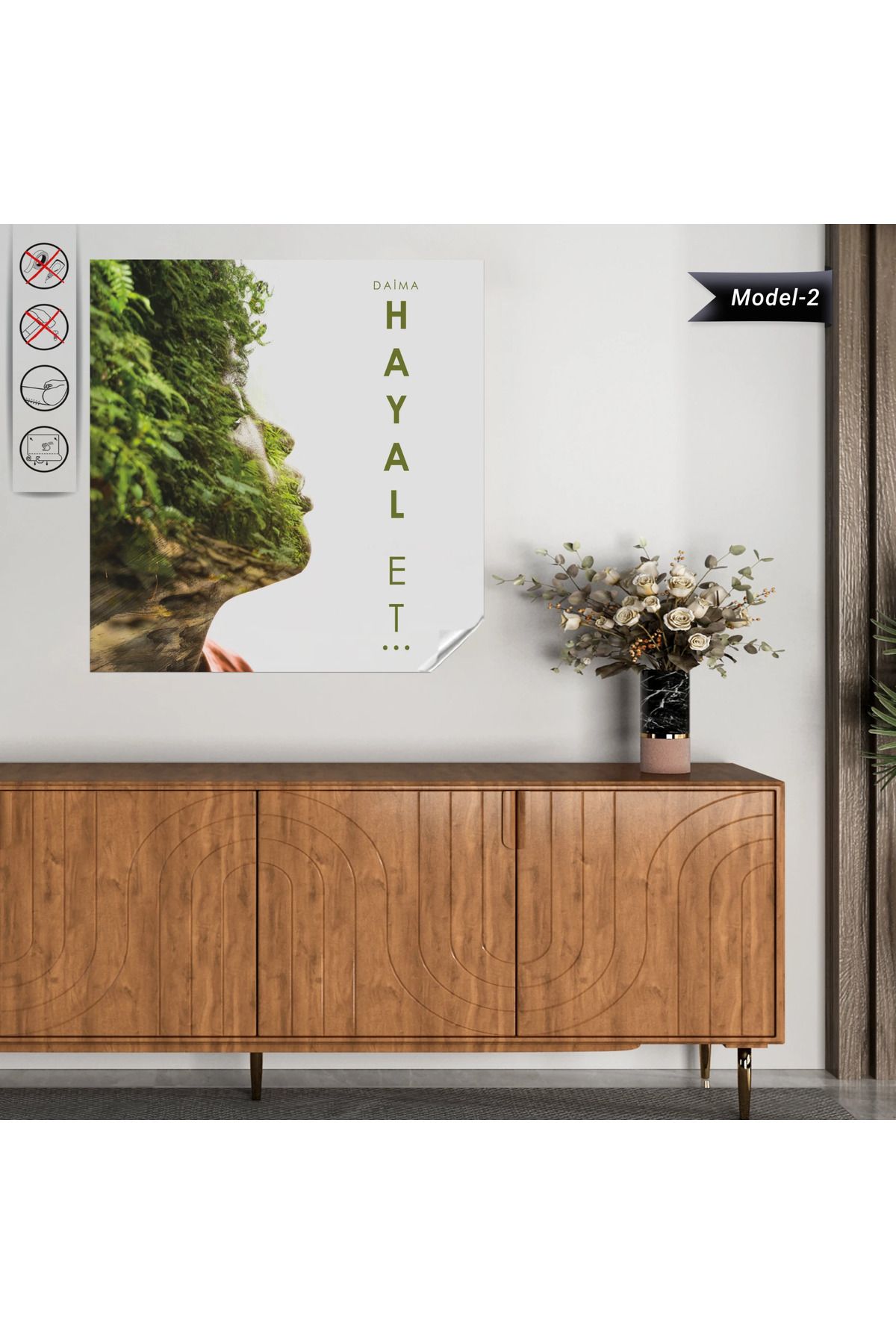 ZERO LAND Statik Tutunma Özellikli Tablo - Poster Motivasyon (Model- 2) 72 CM X 72 CM DRSTR