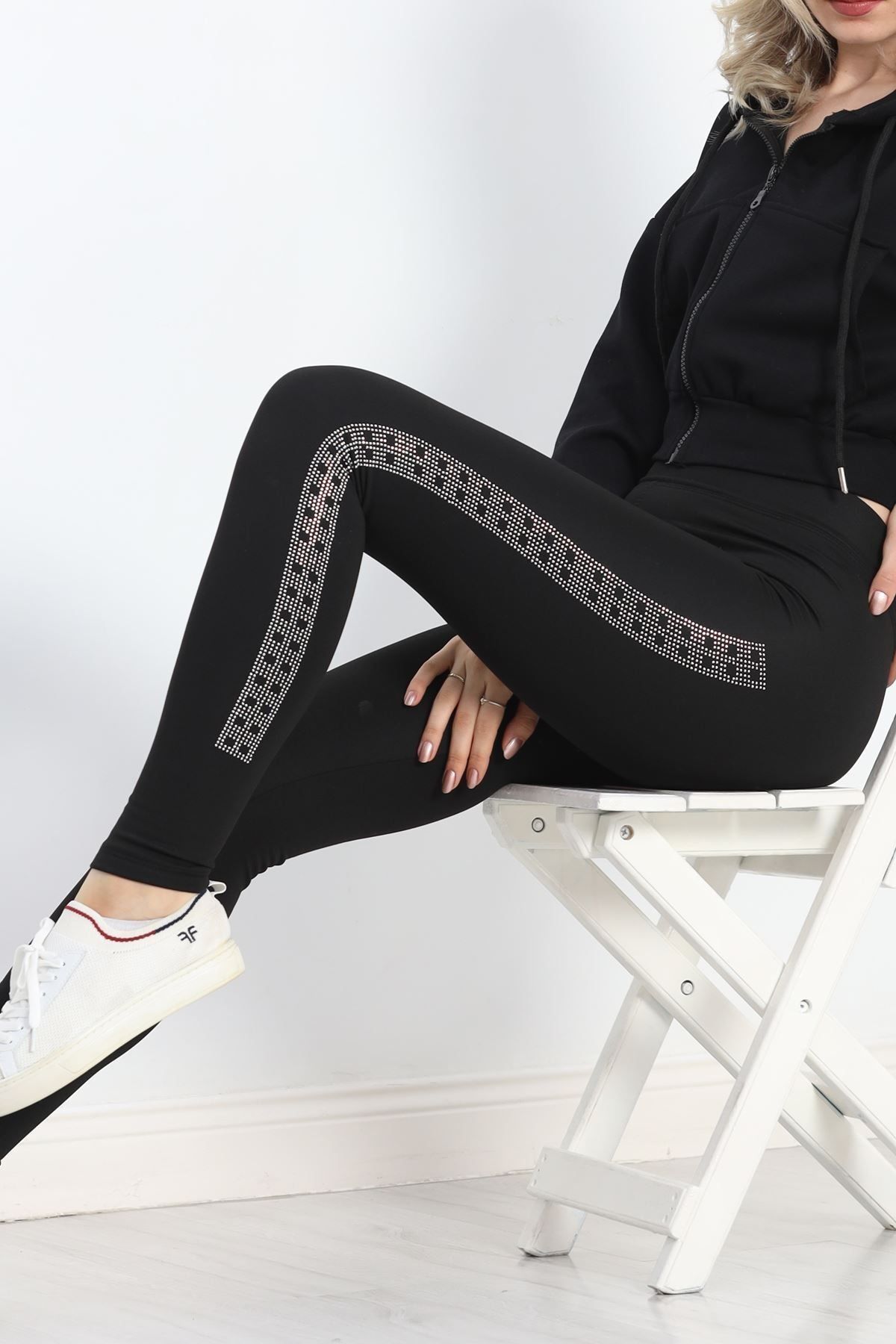 Lukas-Black Stone Detailed Raised Leggings - 20246.1098 5