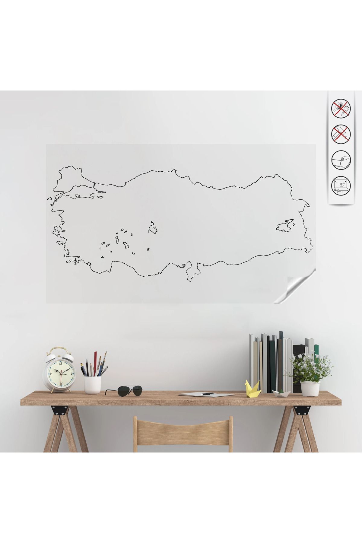 ZERO LAND Statik Kağıt Dilsiz Türkiye Haritası 48 CM x 114 CM 632128