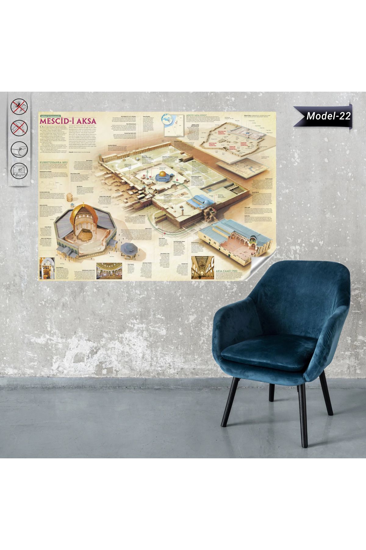 ZERO LAND Mescid-i Aksa Tablo - Poster Dini (Model- 22) 50 CM X 70 CM 635117