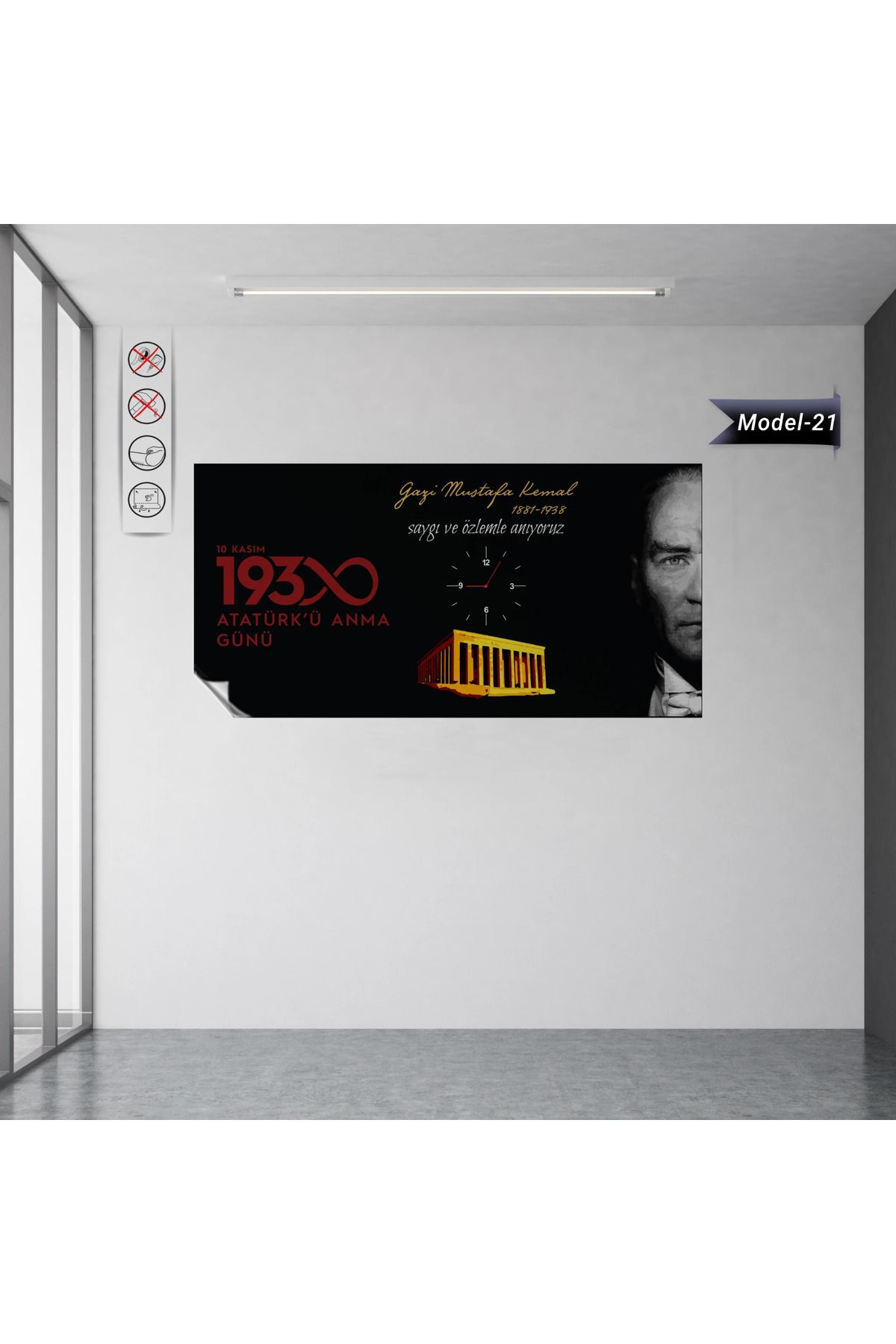 ZERO LAND Statik Tutunma Özellikli Tablo - Poster Atatürk (Model- 21) 49 CM X 98 CM 635117