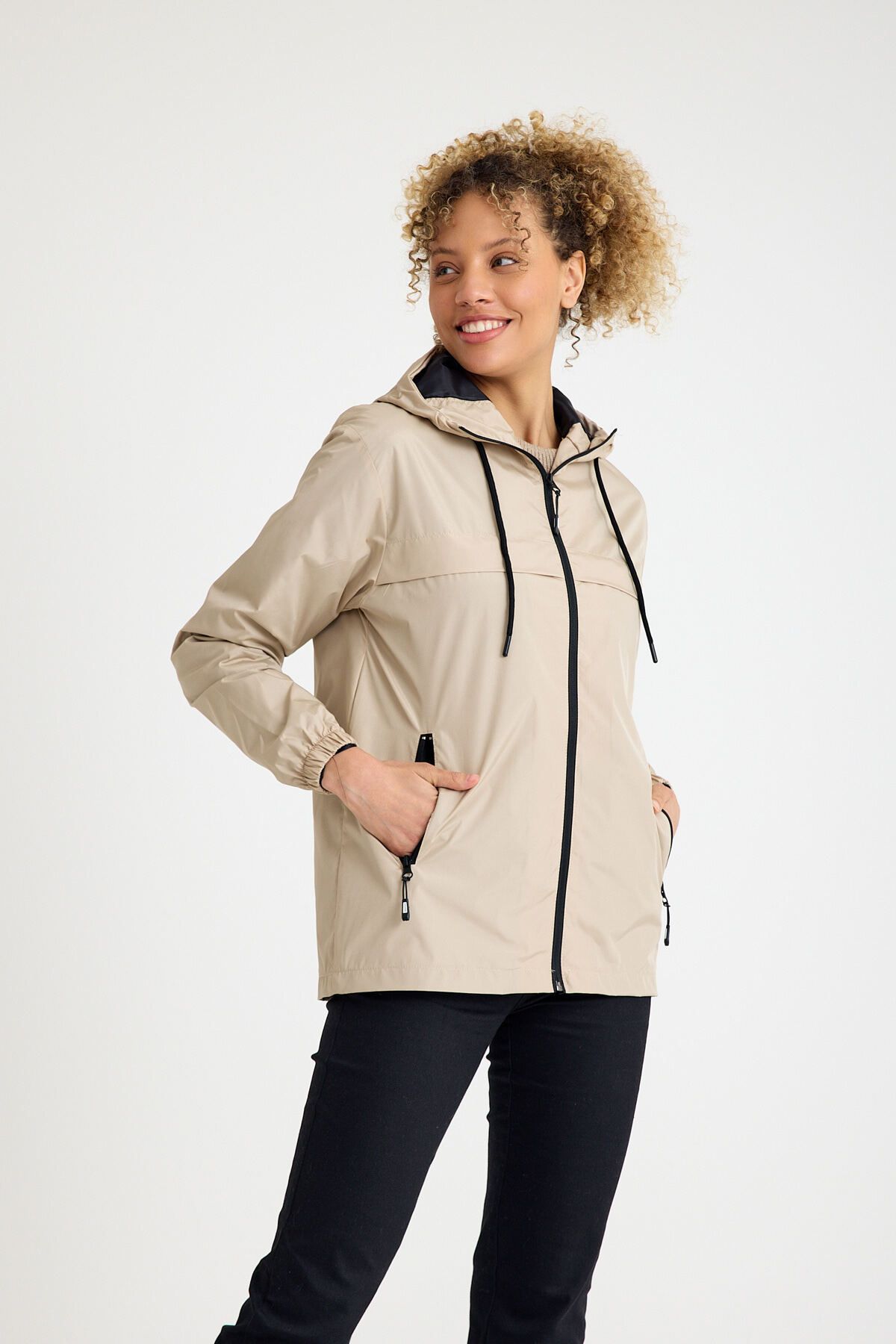 comstar-Women's Lined Water Resistant Hooded Pocket Raincoat 6