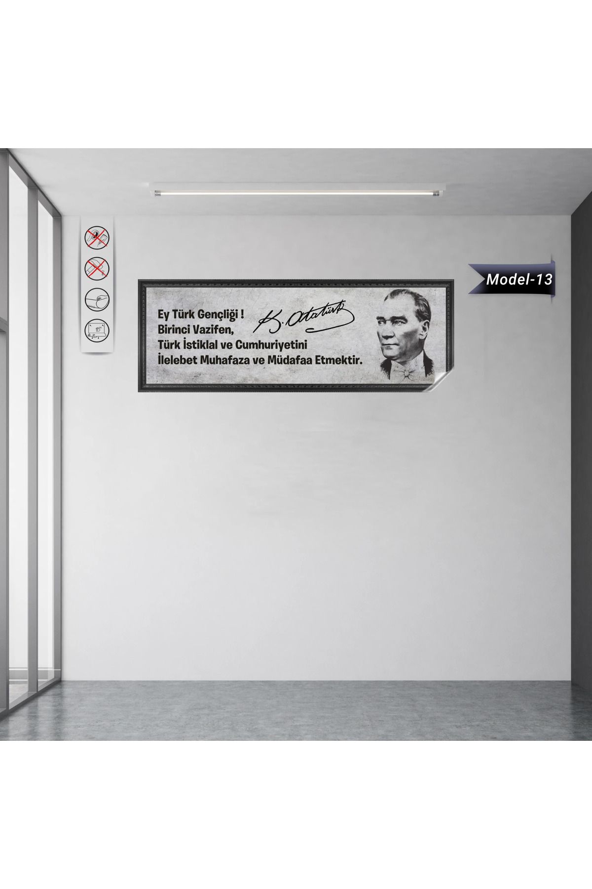 ZERO LAND Statik Tutunma Özellikli Tablo - Poster Atatürk (Model- 13) 35 CM X 100 CM DRSTR