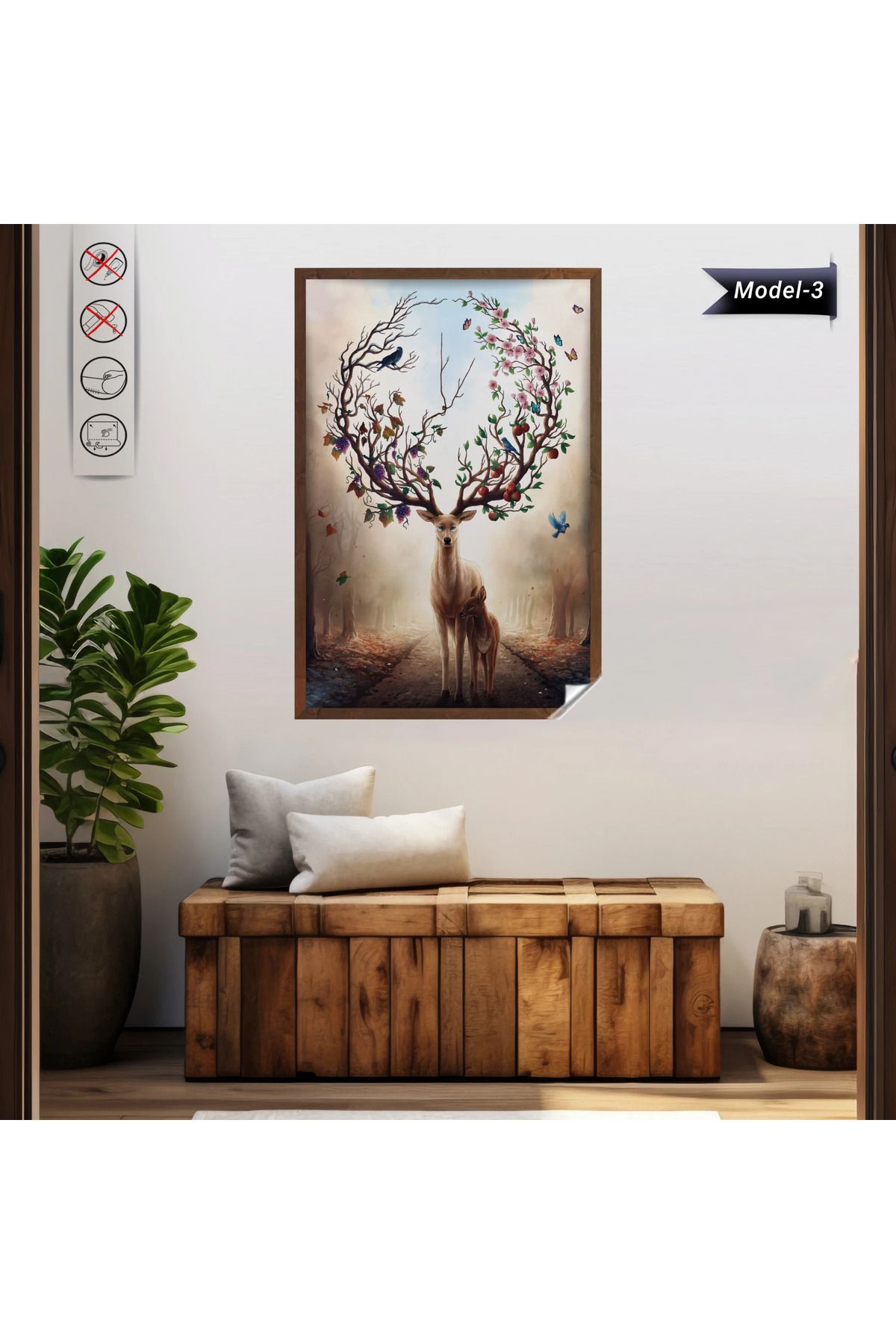 ZERO LAND Statik Tutunma Özellikli Tablo - Poster Hayvan (Model- 3) 68 CM 100 CM DRSTR