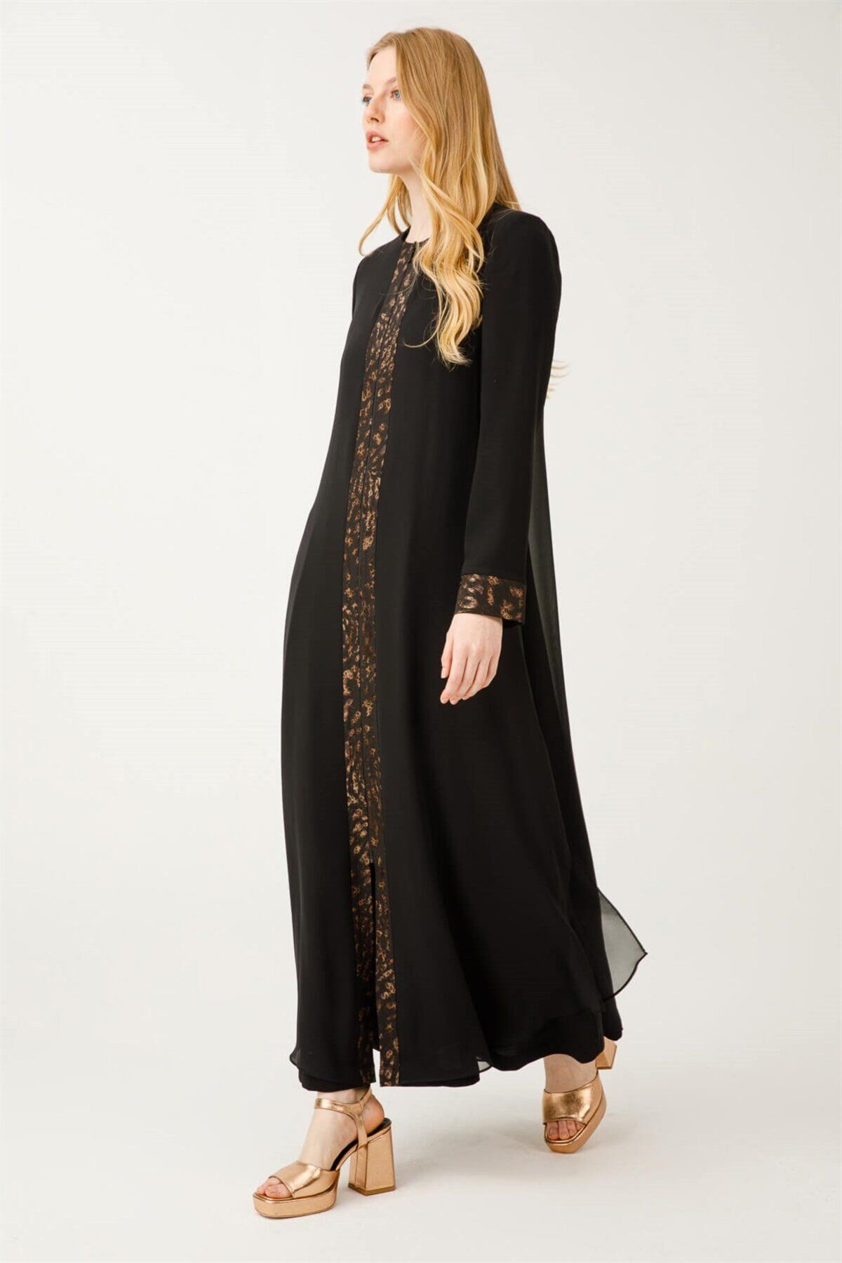 Esswaap-Garnished Ferace Black with Chiffon Detail 4